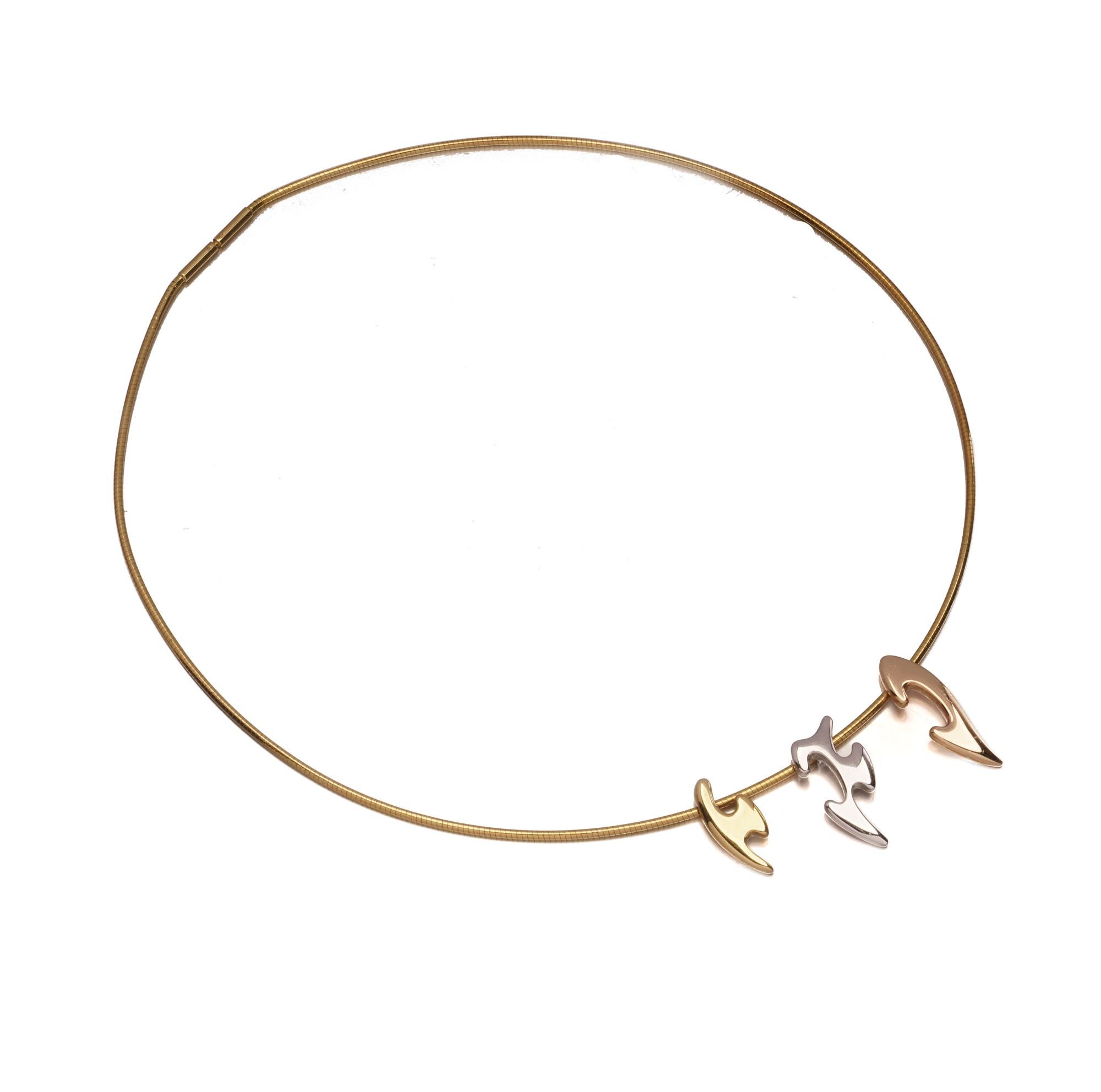 Georg Jensen Fusion 18kt Gold Dreifarbiger Herz-Anhänger Halskette im Zustand „Gut“ im Angebot in Braintree, GB