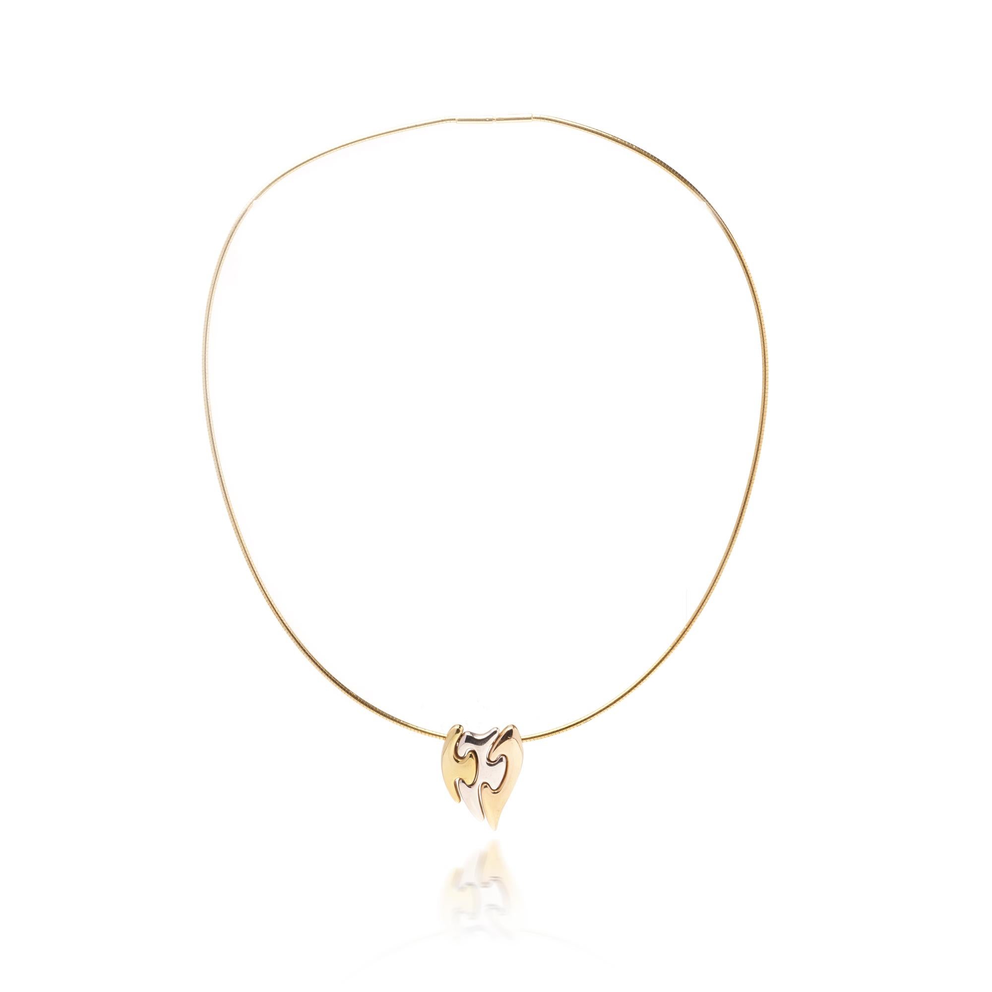 Georg Jensen Fusion 18kt Gold Dreifarbiger Herz-Anhänger Halskette Damen im Angebot