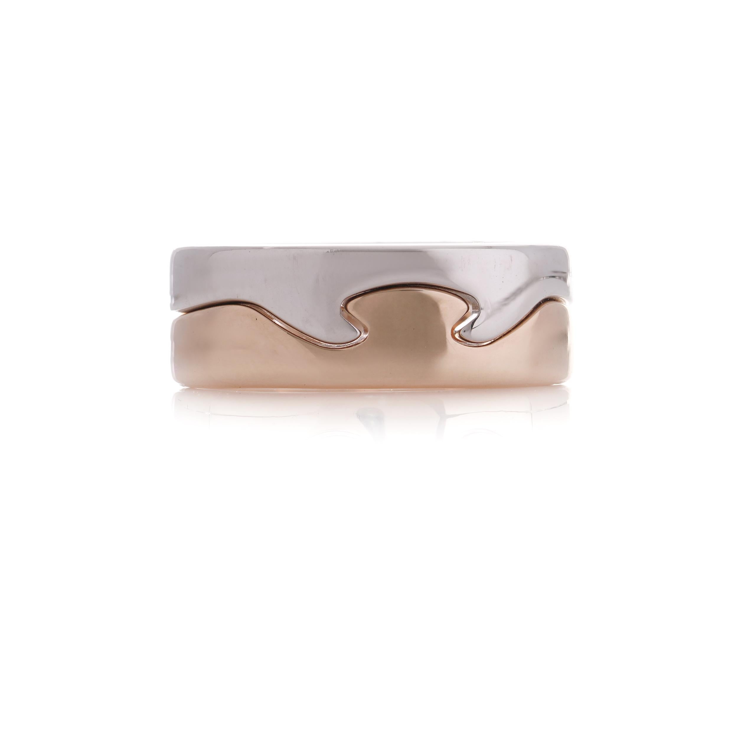 Women's or Men's Georg Jensen Fusion 18kt. white and pink gold 2-piece stack ring For Sale