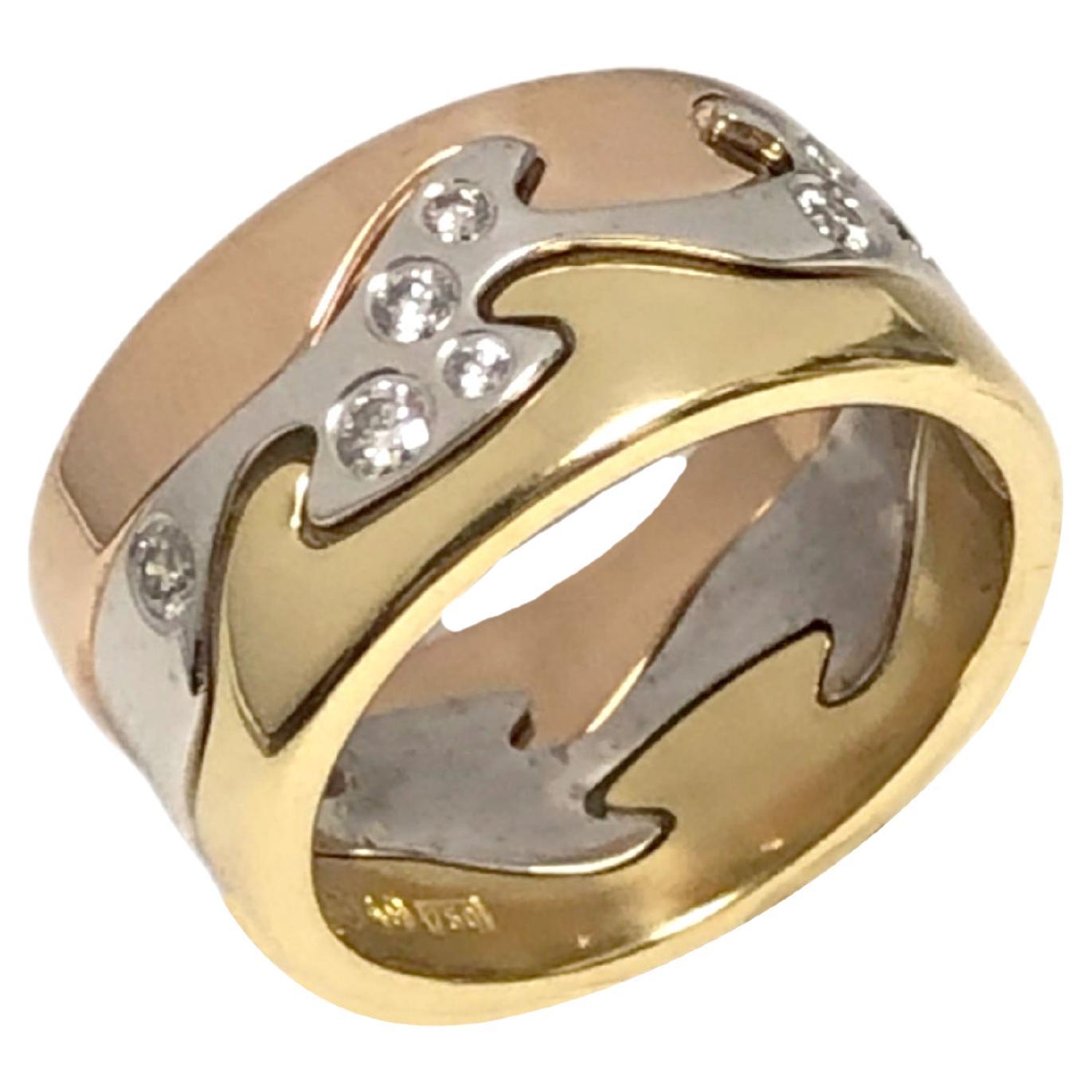 Jensen Fusion Puzzle Ring Set in 18 Karat TriColored Gold at