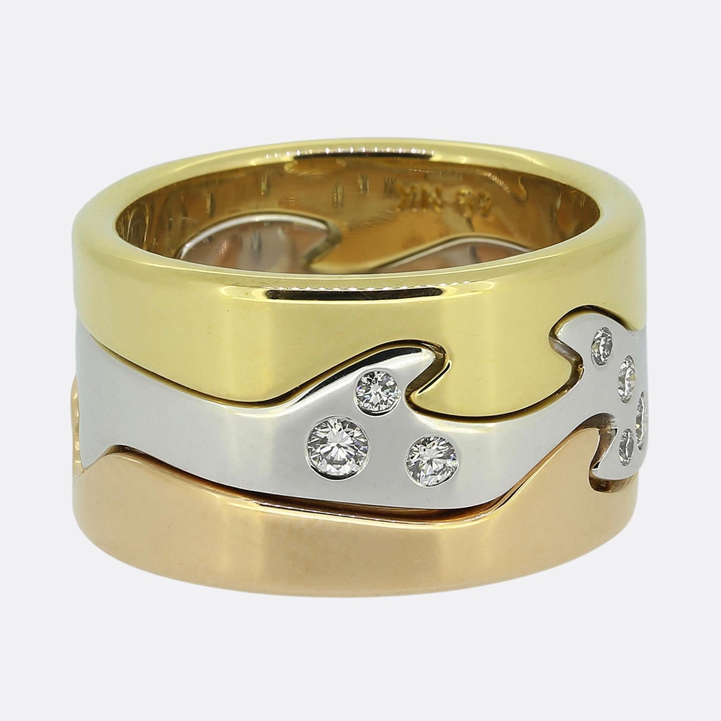 Taglio brillante Georg Jensen Fusion 3 pezzi Anello Misura J (49) in vendita