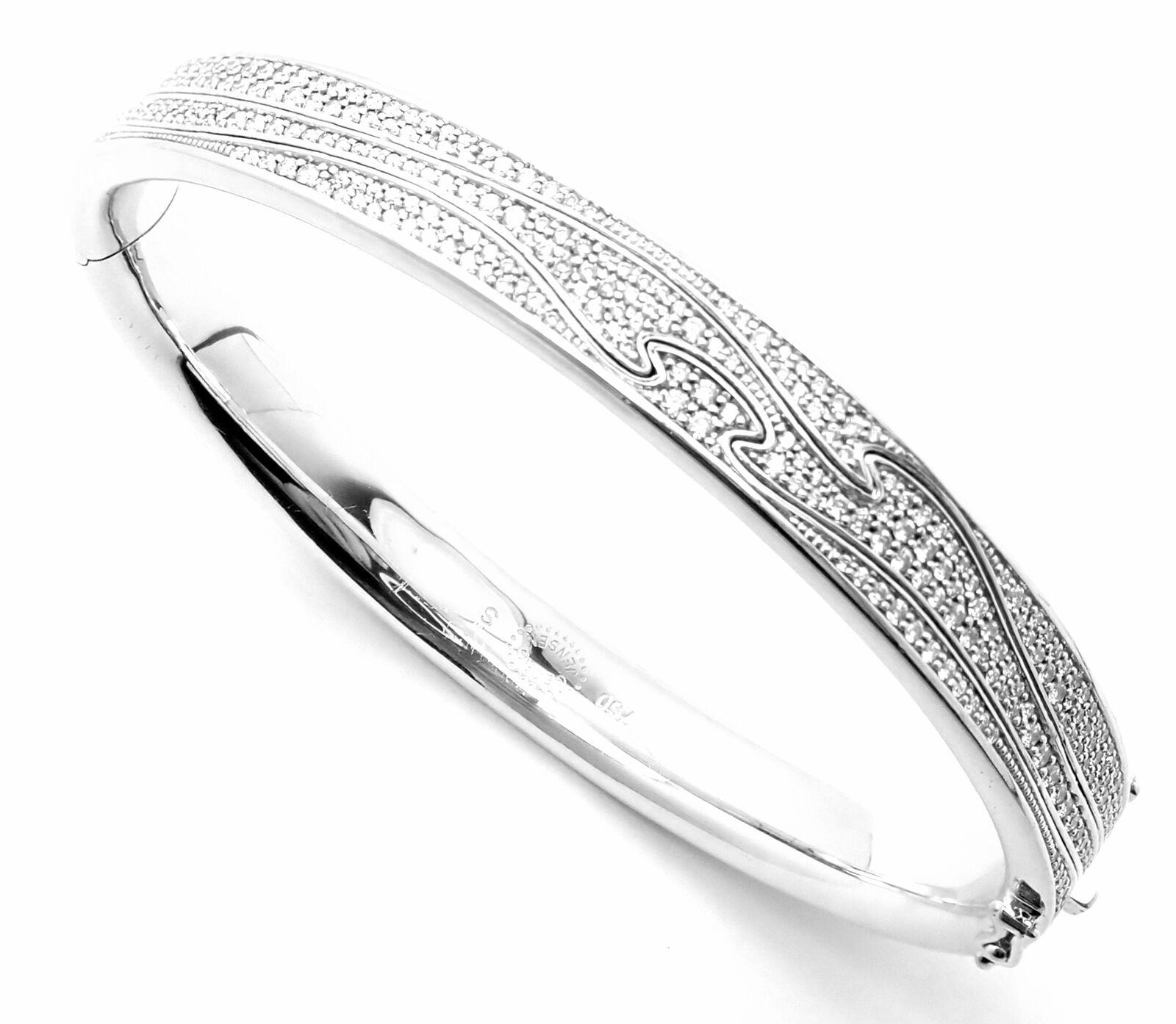 Georg Jensen Fusion Pave Diamond White Gold Bangle Bracelet For Sale 2