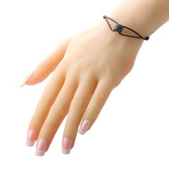 Georg Jensen Fusion Silver and Black Diamond Pendant Cord Bracelet