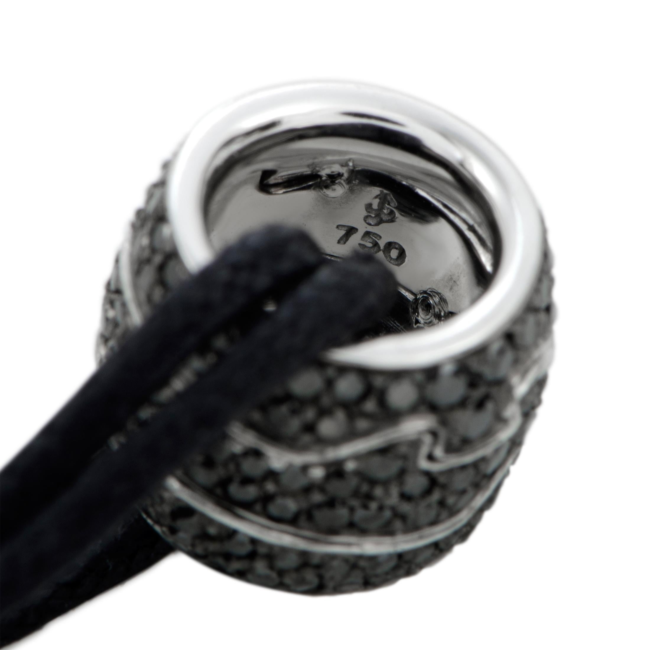 Cord-Armband mit Silber- und schwarzem Diamant-Anhänger von Georg Jensen Fusion im Zustand „Neu“ im Angebot in Southampton, PA