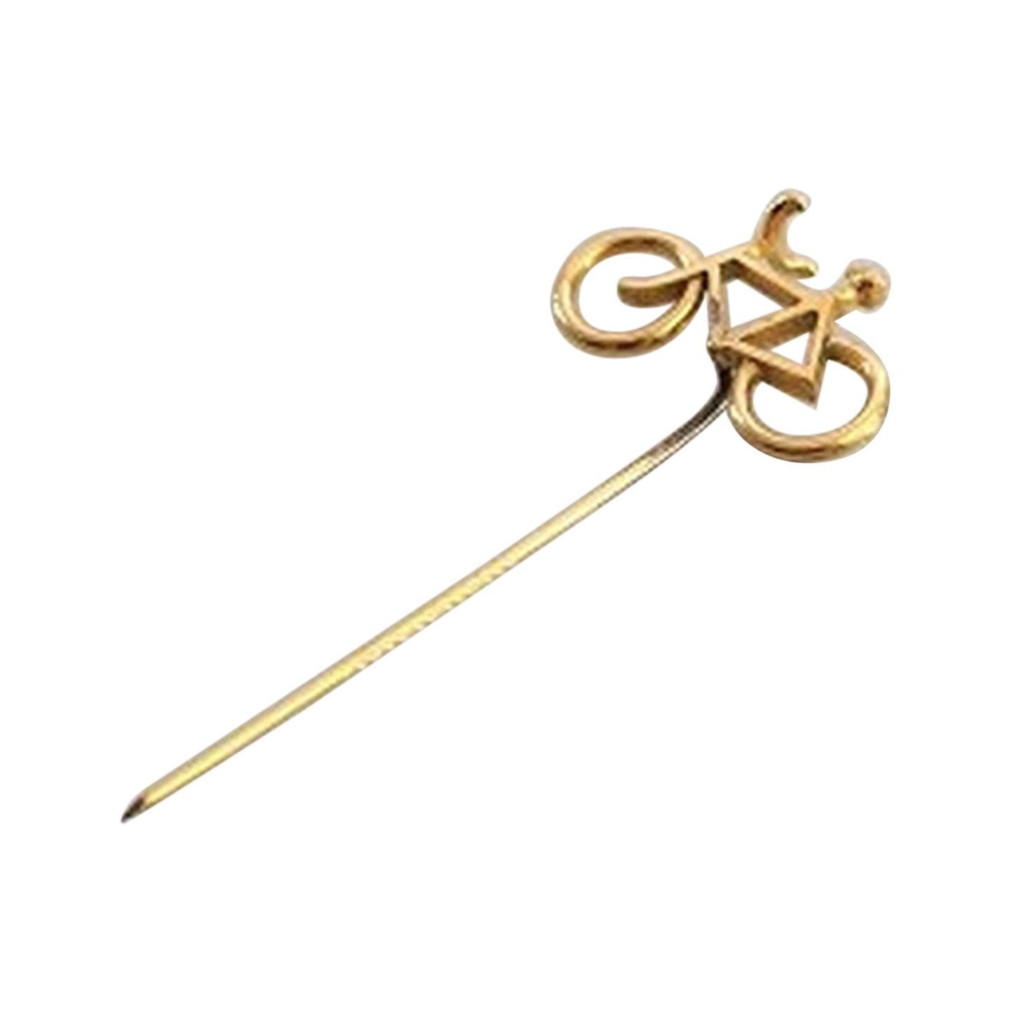 Georg Jensen Gilded Brass Bicycle Pin Needle For Sale