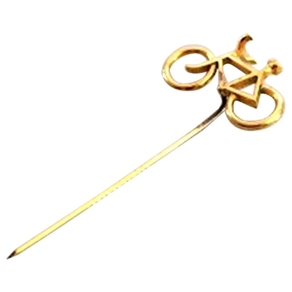 Georg Jensen Gilded Brass Bicycle Pin Needle For Sale