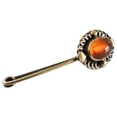 Antique Georg Jensen Gilded Silver Brooch #2 with Amber