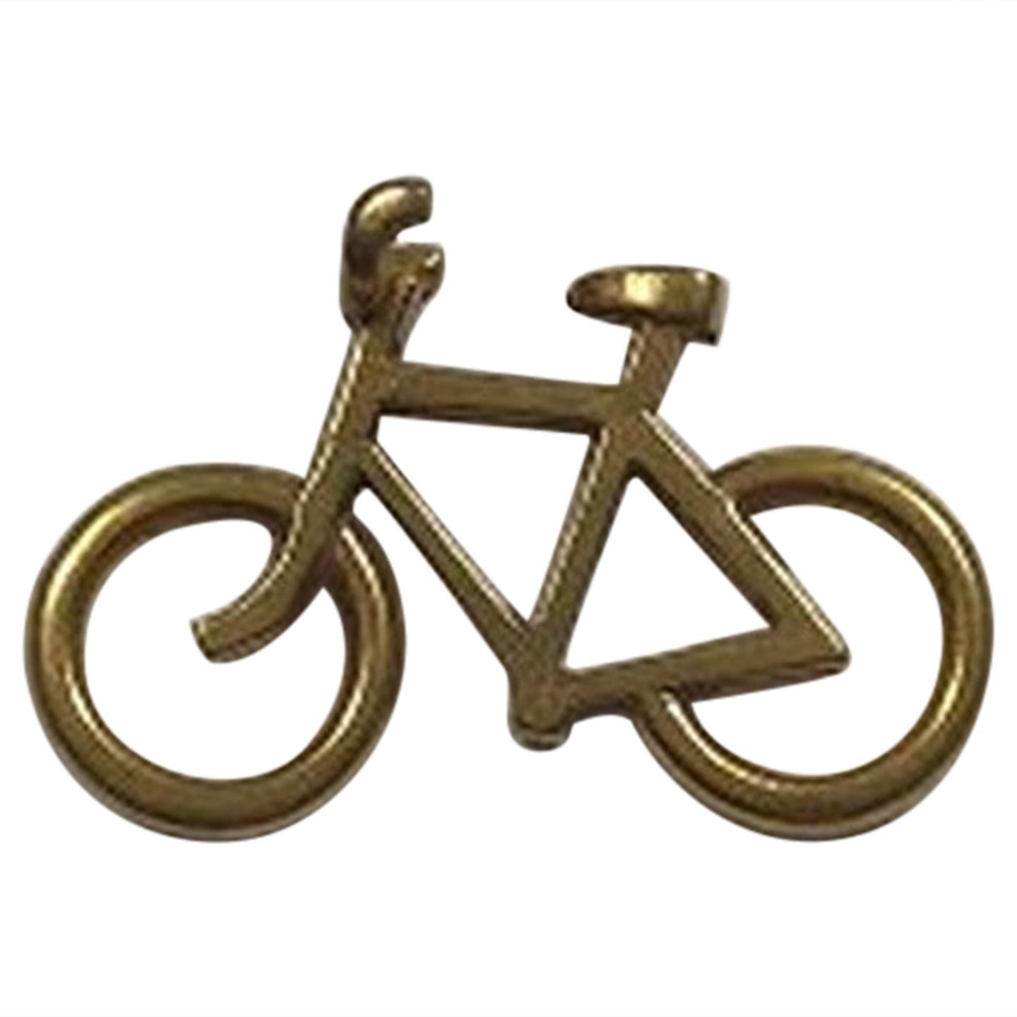 Georg Jensen Gilt Brass Men's Bicycle Pendant No 5215 For Sale