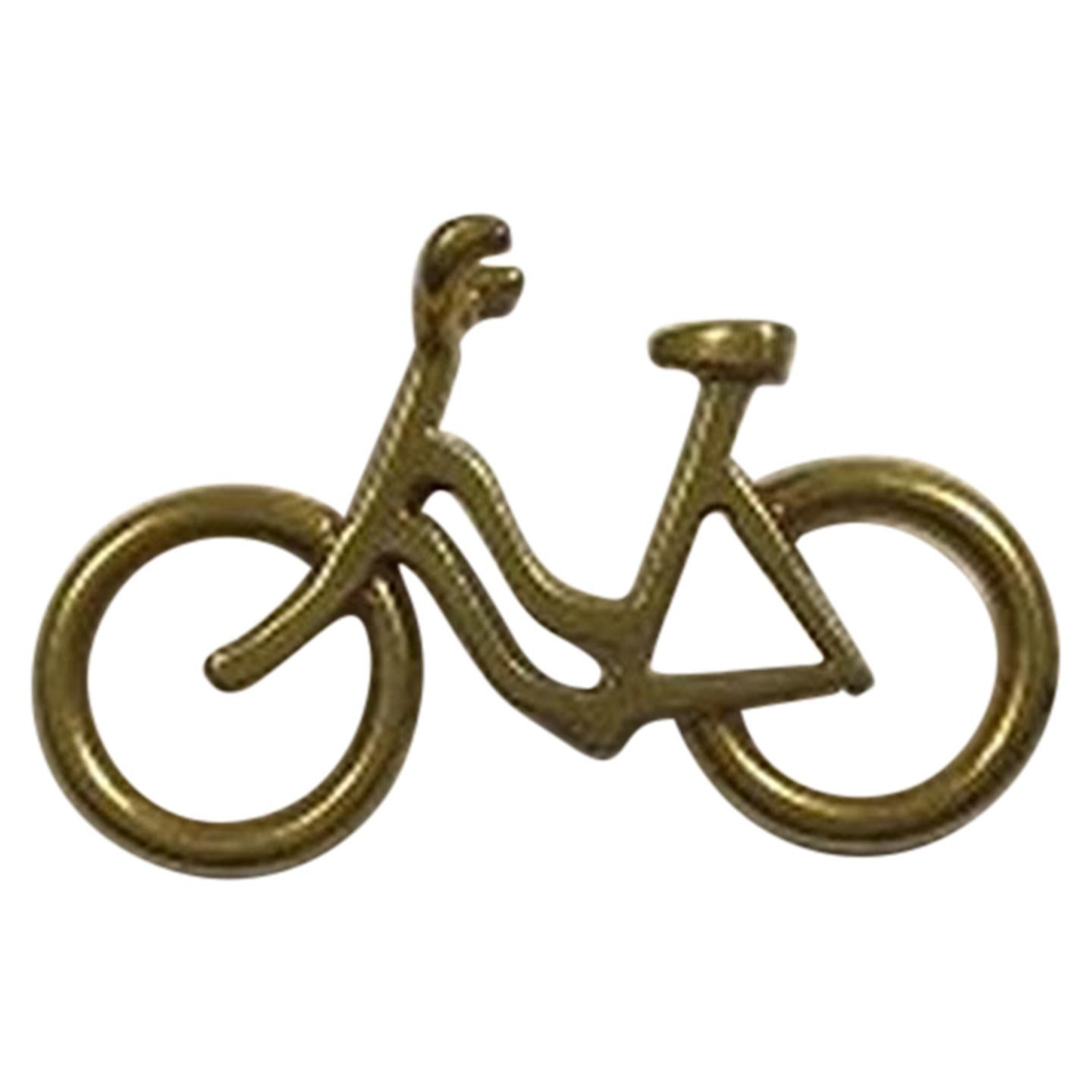 Georg Jensen Gilt Brass Woman's Bicycle Pendant For Sale