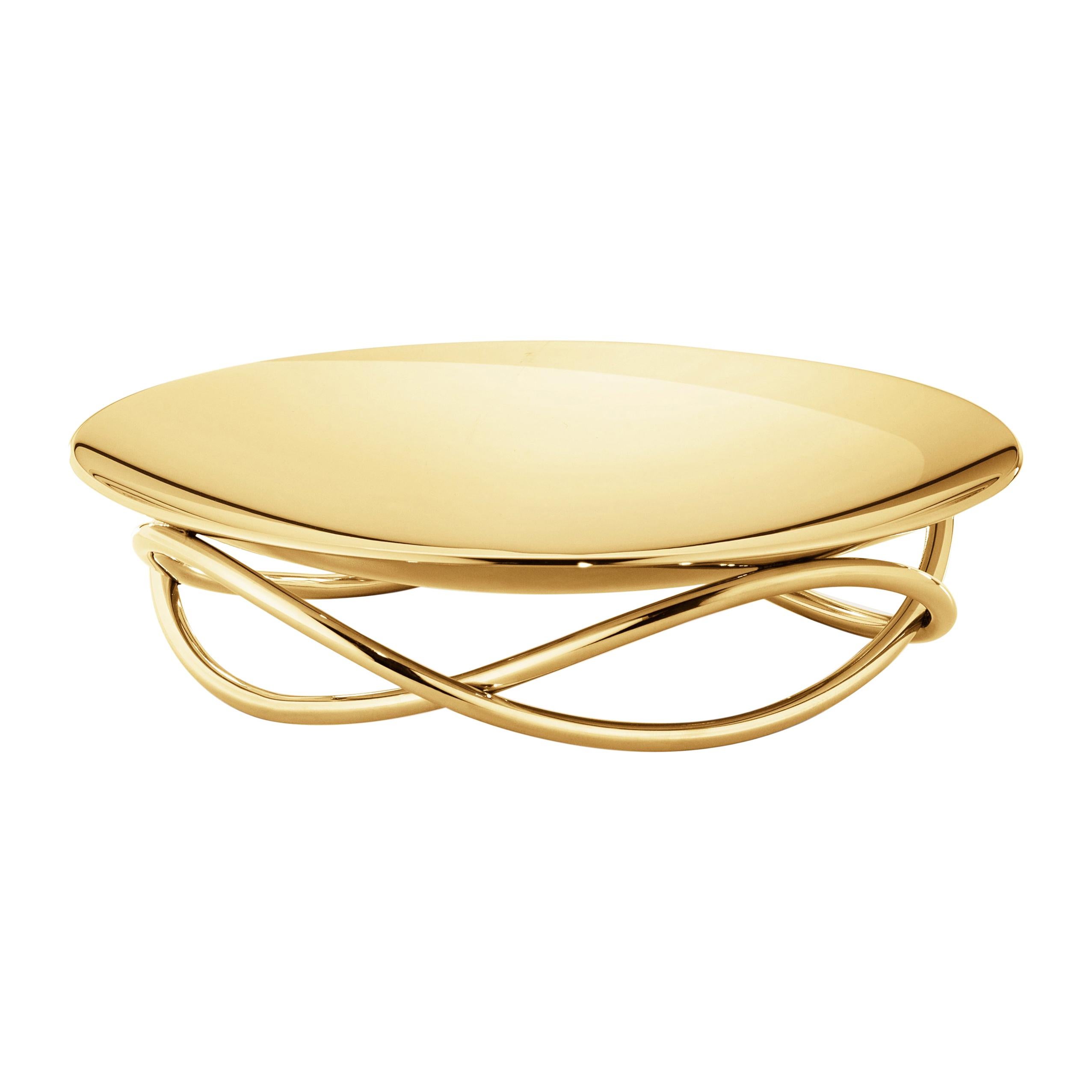 Georg Jensen Glow Medium Dish in Gold-Plated Steel by Maria Berntsen For Sale