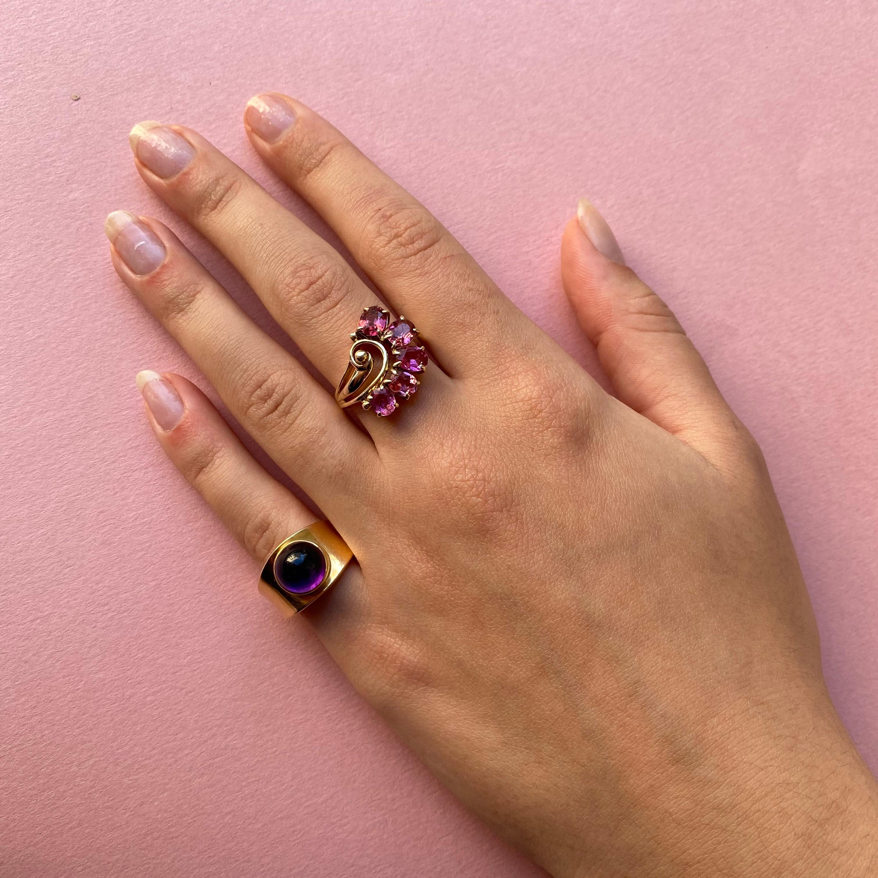 Cabochon Georg Jensen Gold and Amethyst Ring