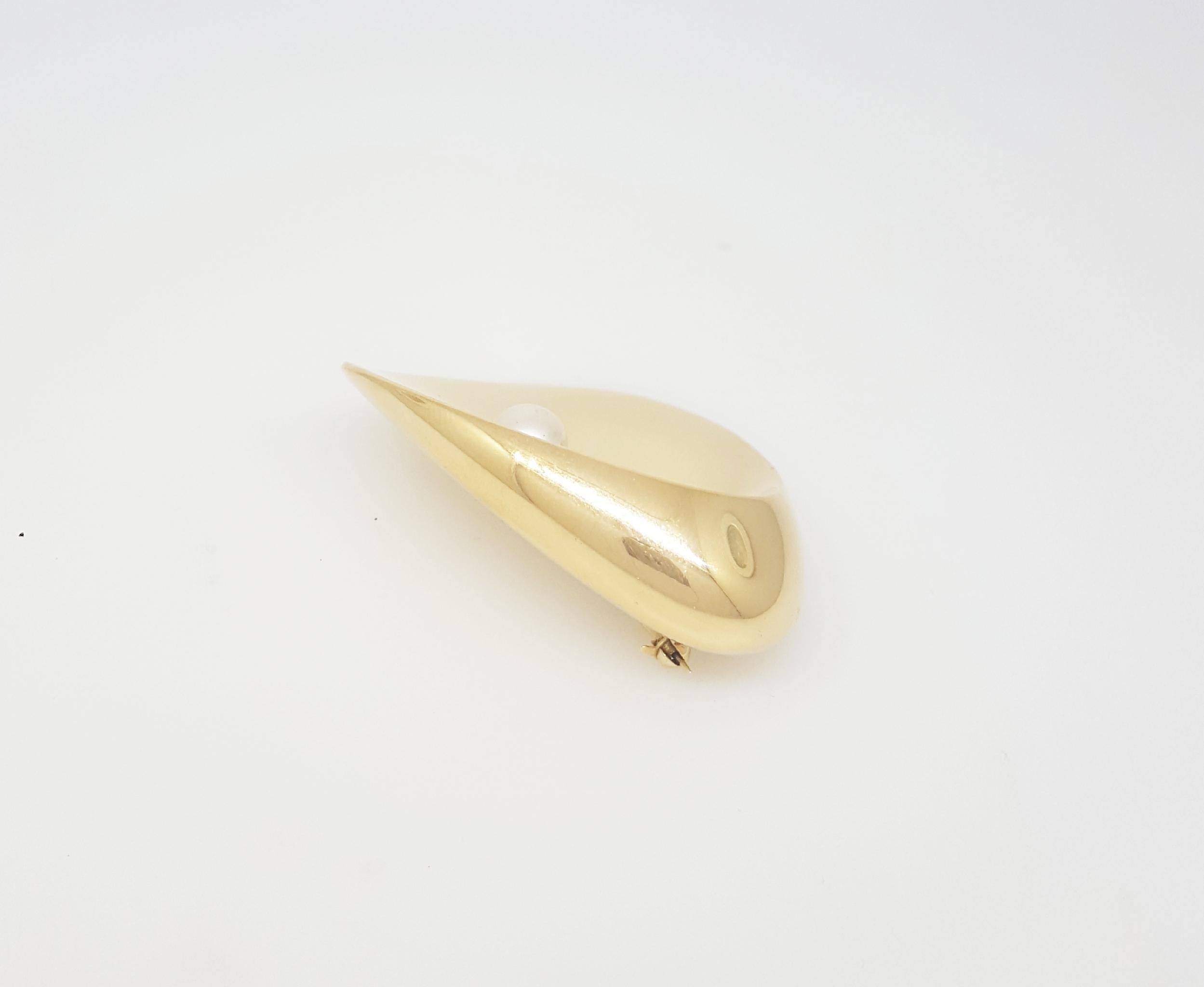 Georg Jensen Gold and Pearl Shell Brooch For Sale 1