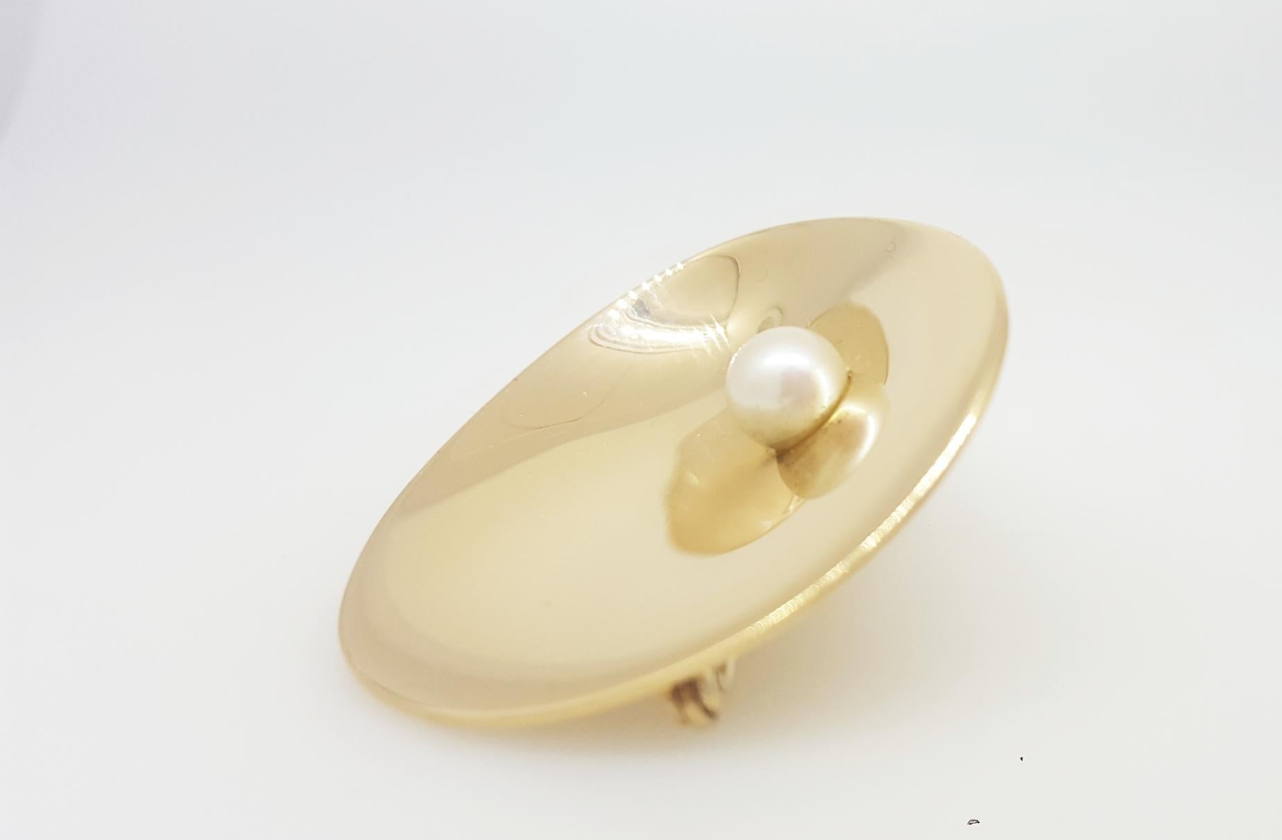 Georg Jensen Gold and Pearl Shell Brooch For Sale 3