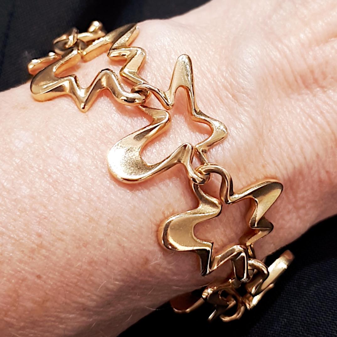 Women's or Men's Georg Jensen Gold Bracelet, Brooch and Earrings Suite by Henning Koppel