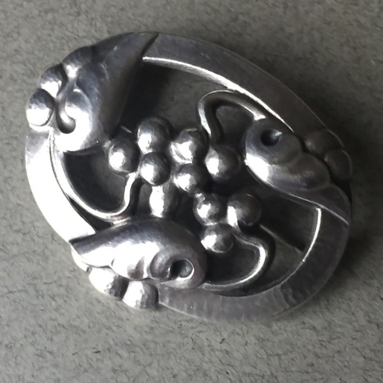 Women's Georg Jensen Grape Motif Brooch No. 101 For Sale