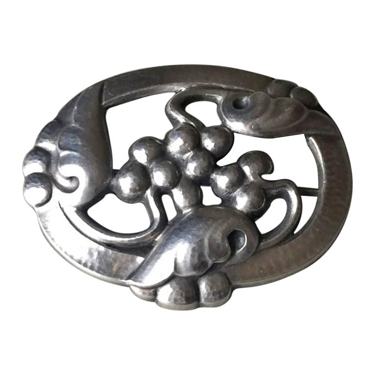 Georg Jensen Grape Motif Brooch No. 101 For Sale