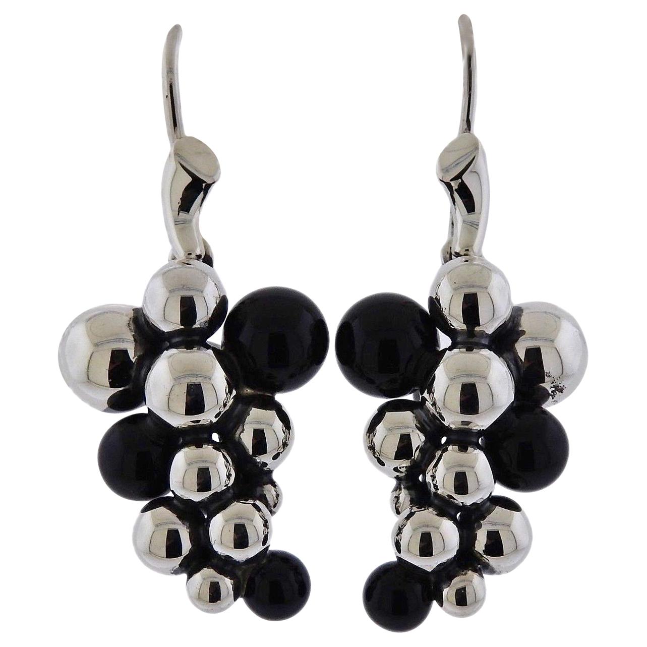 Georg Jensen Grape Onyx Sterling Silver Earrings