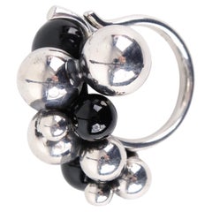 Georg Jensen Grape Ring Model 54 Moonlight Grapes In Sterling Silver