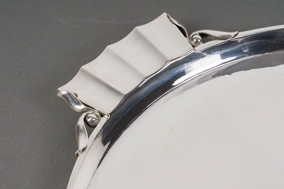 Danish GEORG JENSEN – Hammered Solid Silver Tray Circa 1925/1932 For Sale
