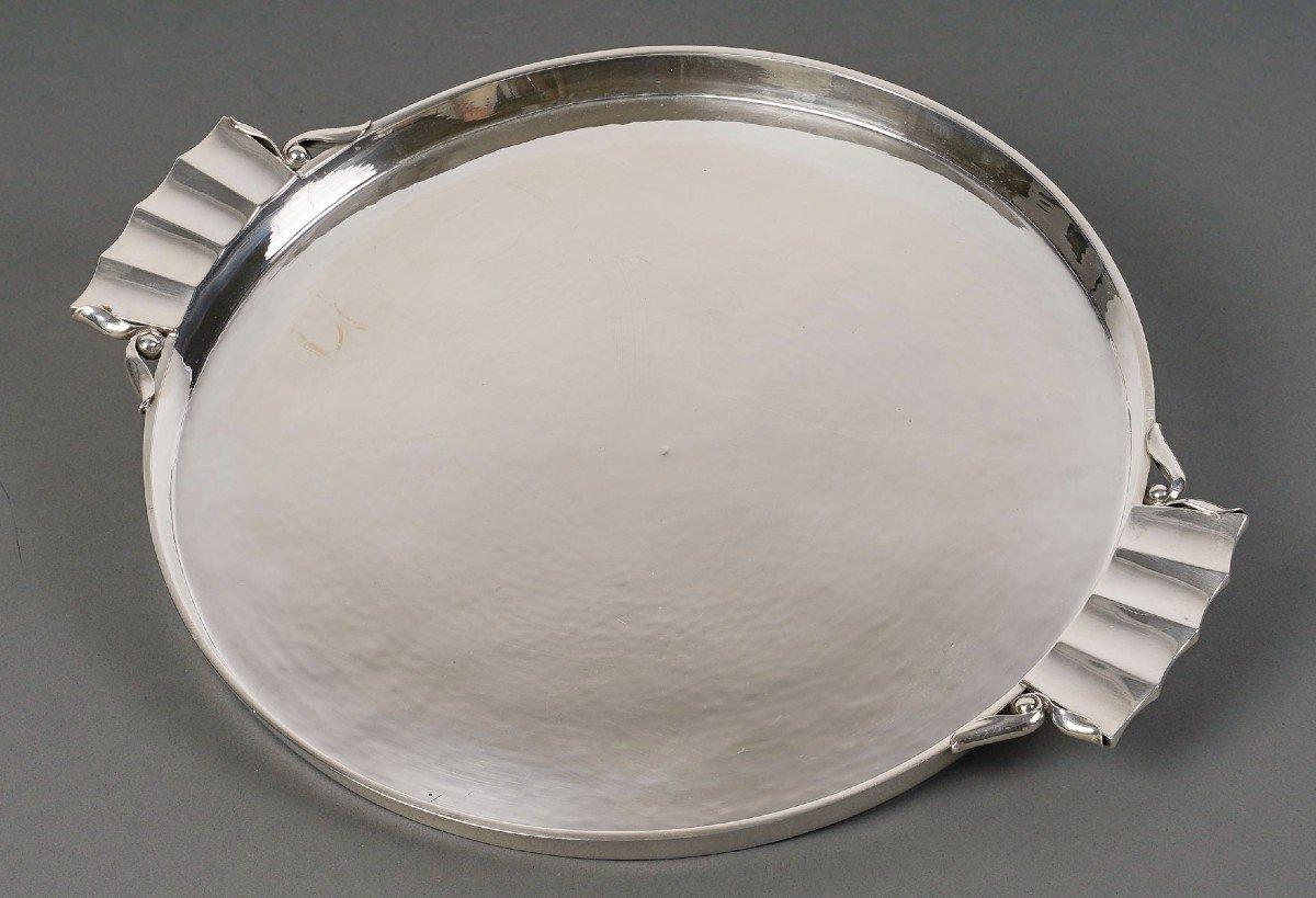 20th Century GEORG JENSEN – Hammered Solid Silver Tray Circa 1925/1932 For Sale