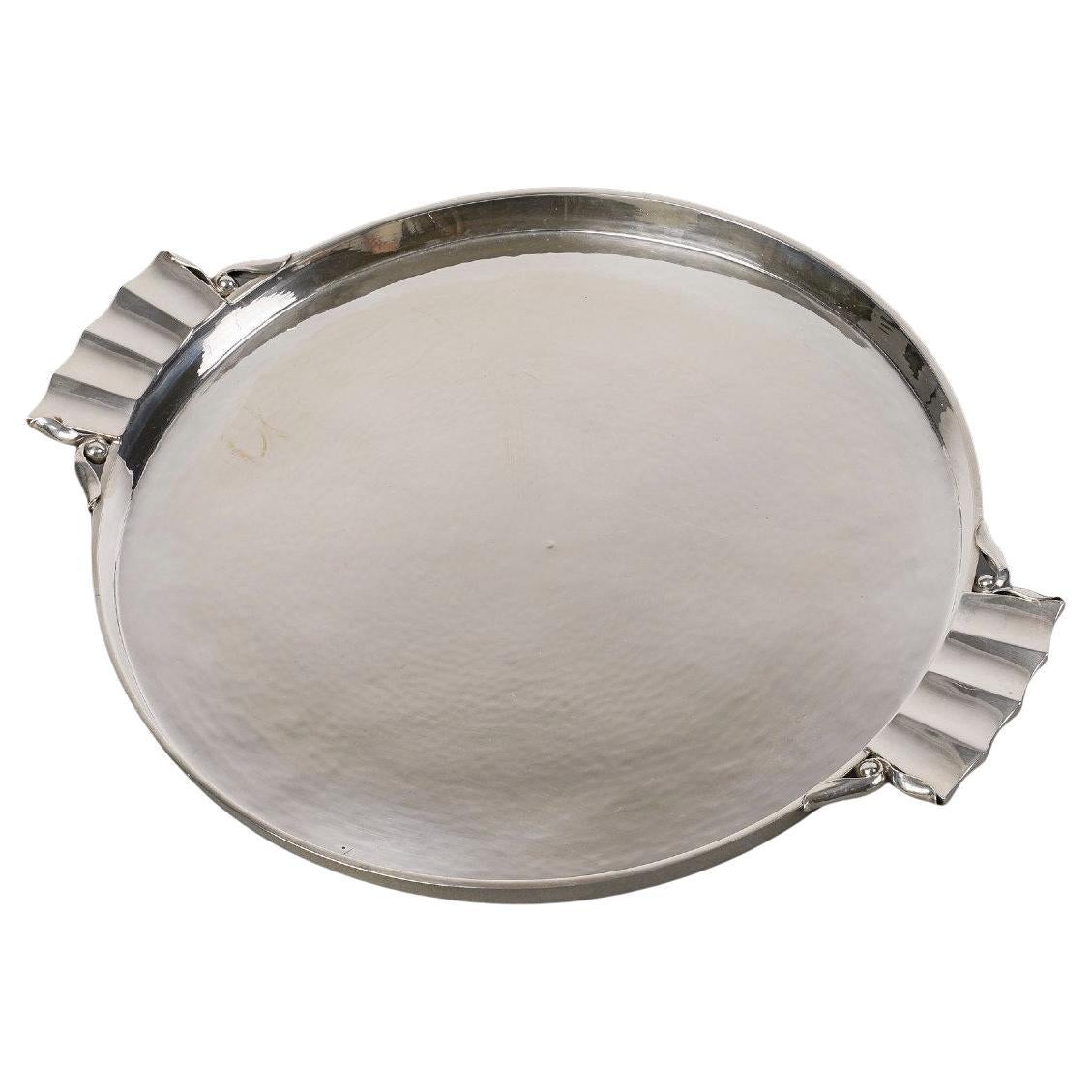 GEORG JENSEN – Hammered Solid Silver Tray Circa 1925/1932 For Sale