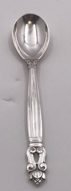 Georg Jensen Hammered Sterling Silver Egg Spoon in Acorn Pattern