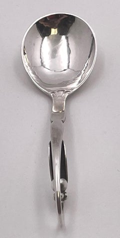 Georg Jensen Hammered Sterling Silver Pea in Pod Sugar Serving Spoon #21