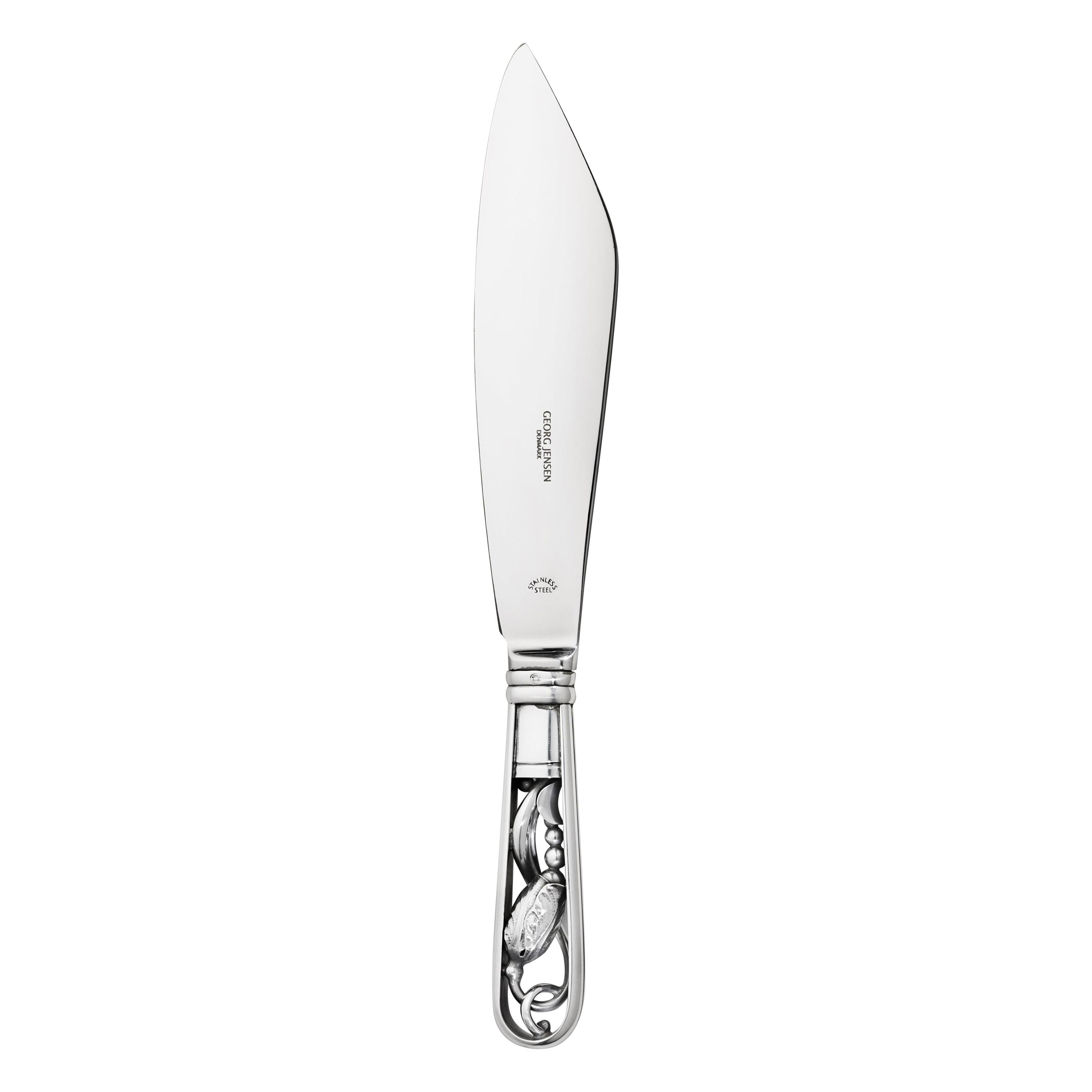 Georg Jensen Hand-Crafted Sterling Silver Blossom Cake Knife For Sale