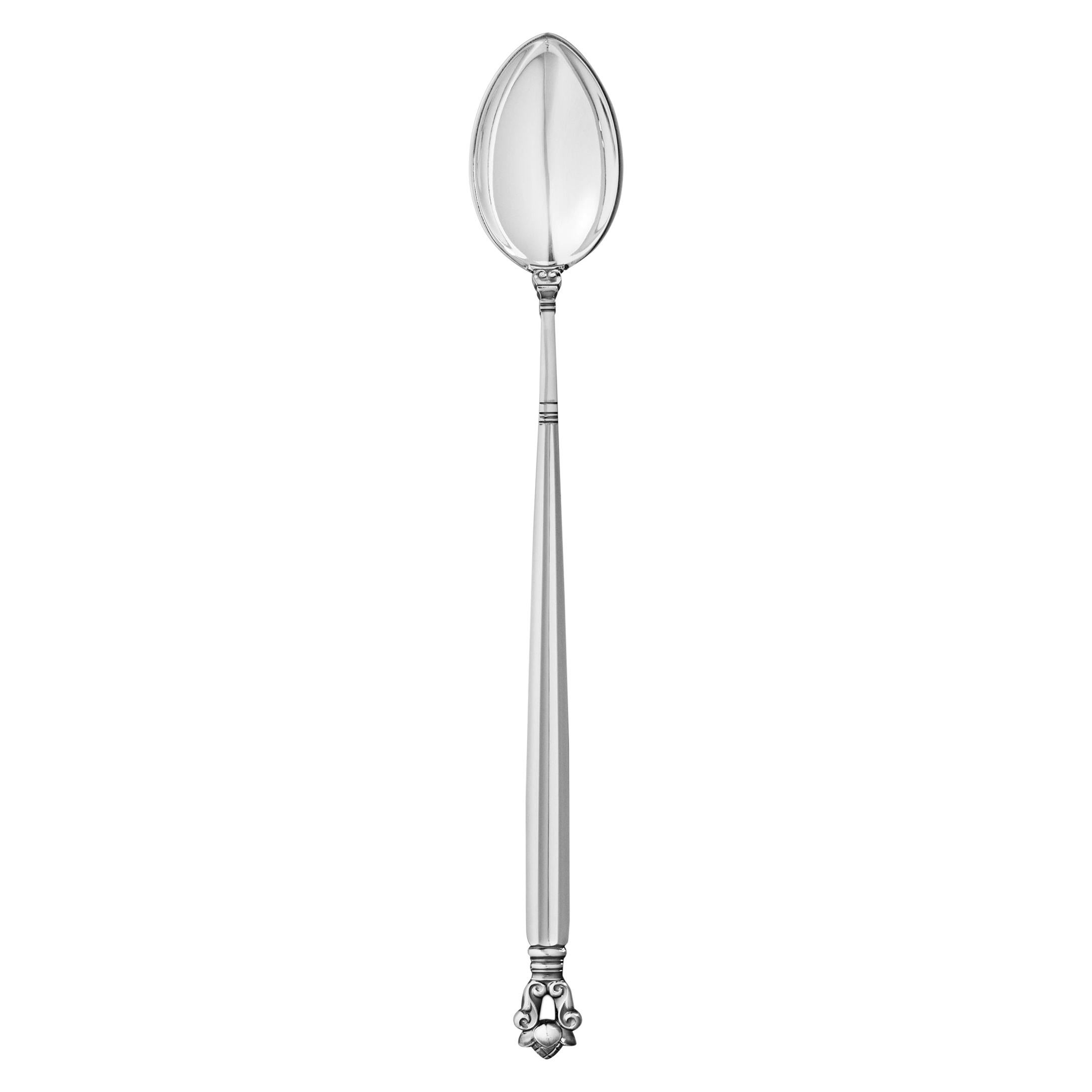 Georg Jensen Handcrafted Sterling Silver Acorn Iced Tea Spoon by Johan Rohde For Sale