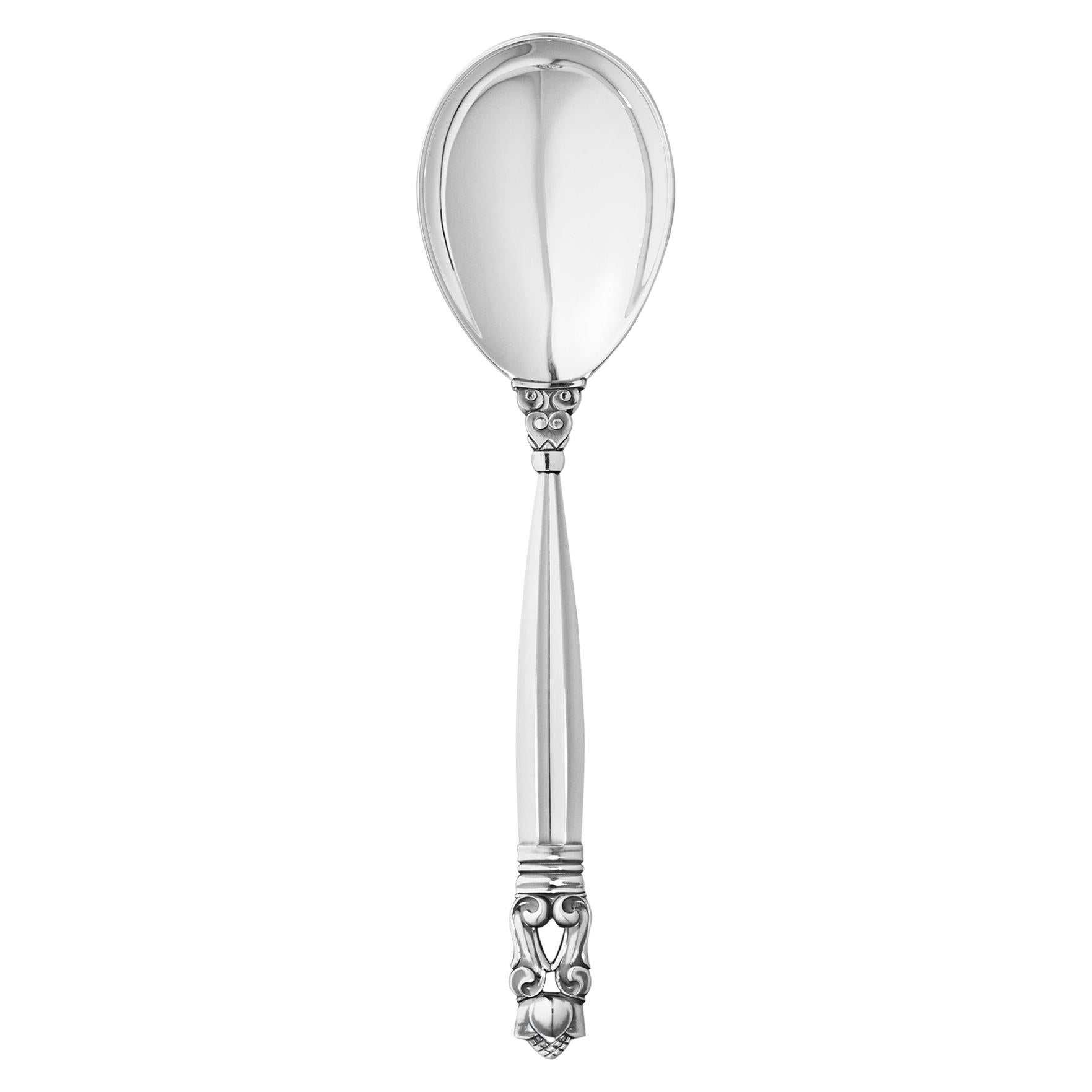 Georg Jensen Handcrafted Sterling Silver Acorn Jam Spoon by Johan Rohde For Sale