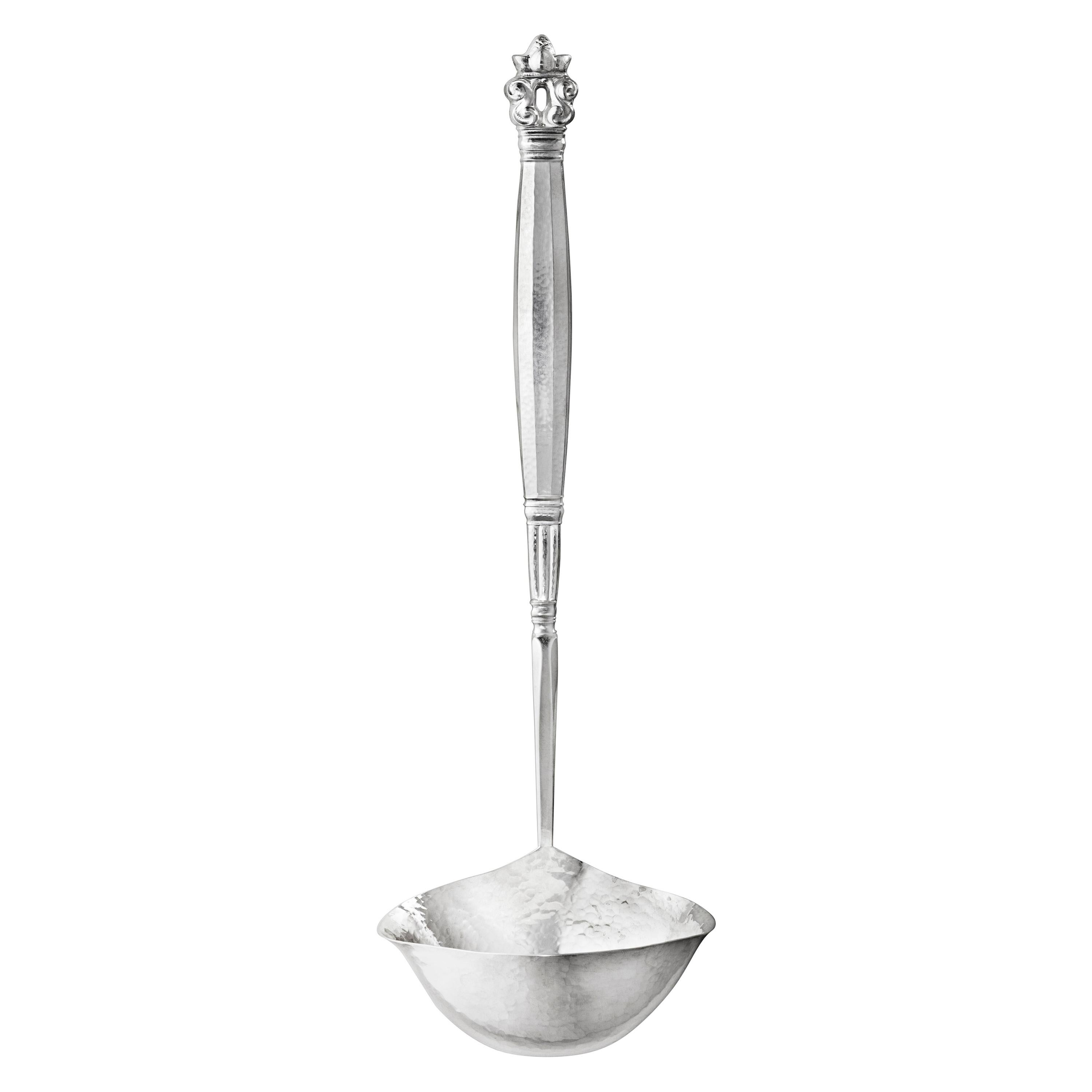 Georg Jensen Handcrafted Sterling Silver Acorn Large Soup Ladle by Johan Rohde For Sale