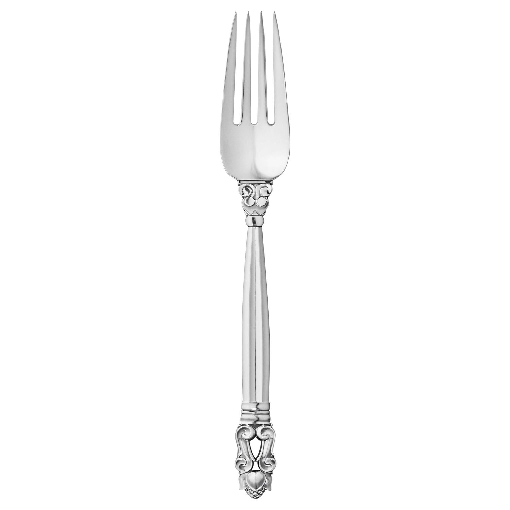Georg Jensen Handcrafted Sterling Silver Acorn Luncheon Fork by Johan Rohde For Sale