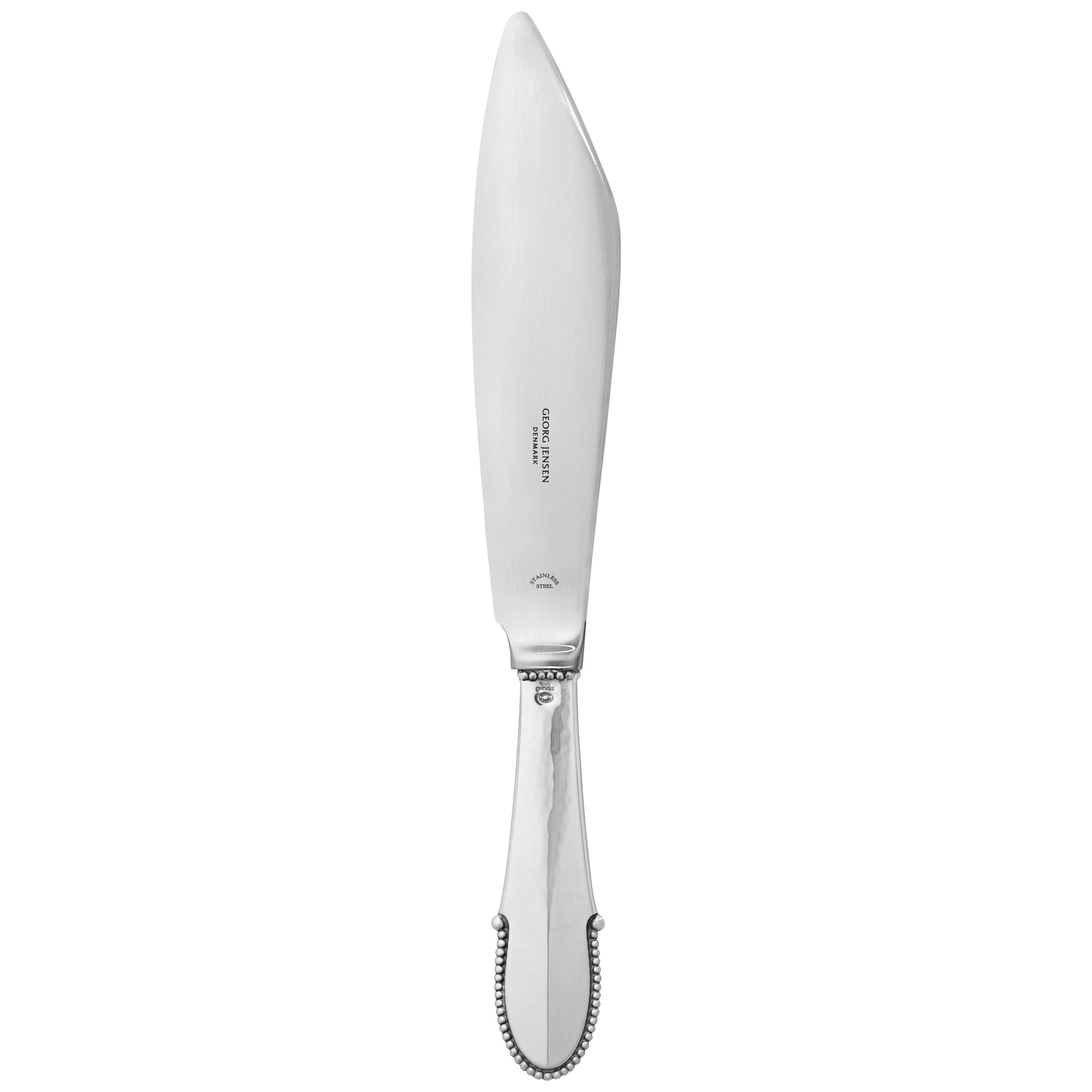 Georg Jensen Handcrafted Sterling Silver Beaded Cake Knife For Sale