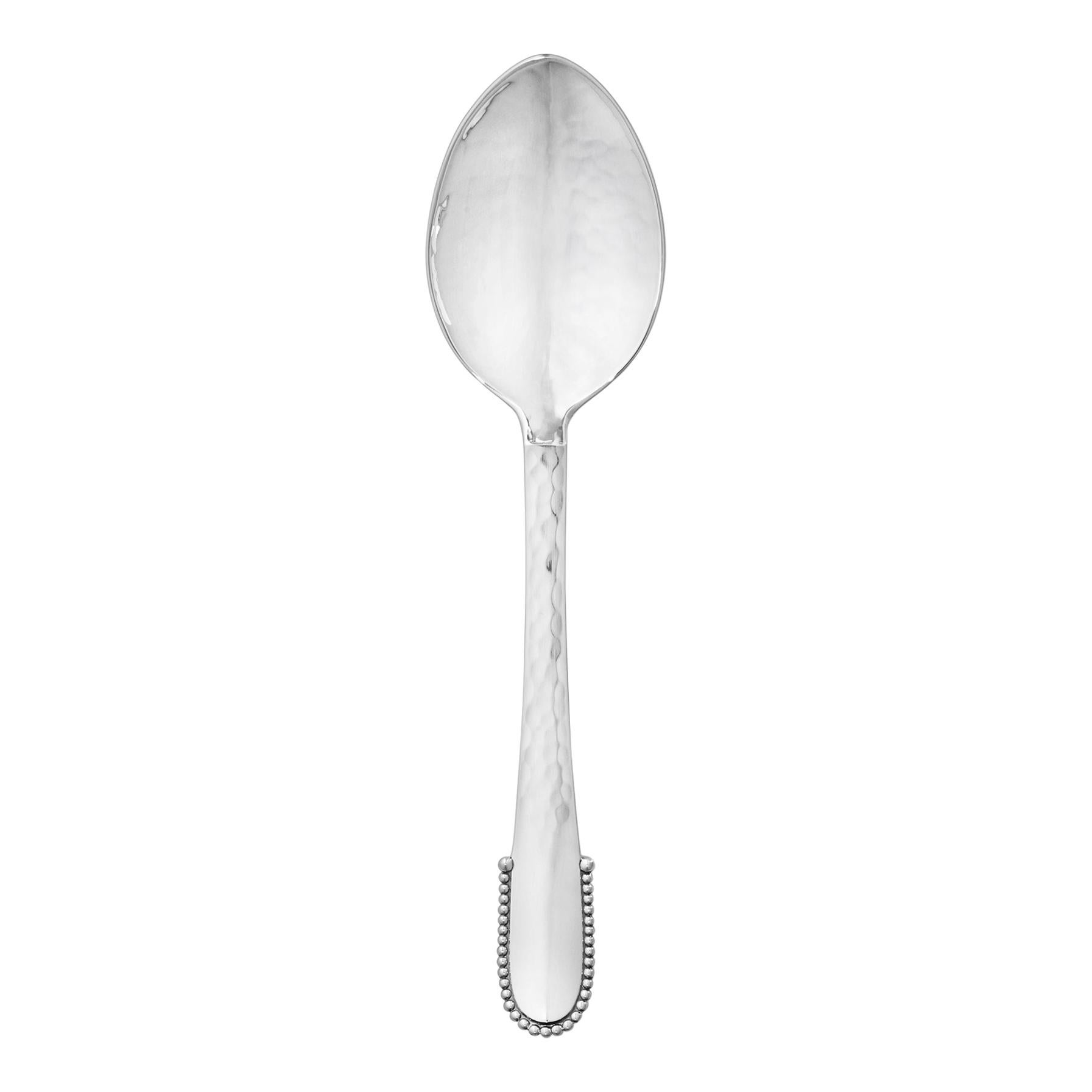 Georg Jensen Handcrafted Sterling Silver Beaded Child's Teaspoon For Sale