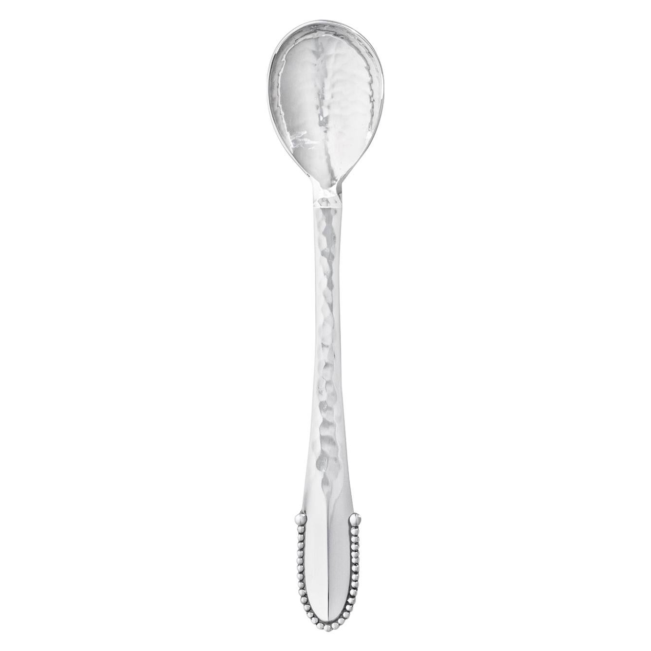 Georg Jensen Handcrafted Sterling Silver Beaded Coffee Spoon For Sale