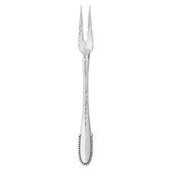 Georg Jensen Handcrafted Sterling Silver Beaded Cold Cut Fork
