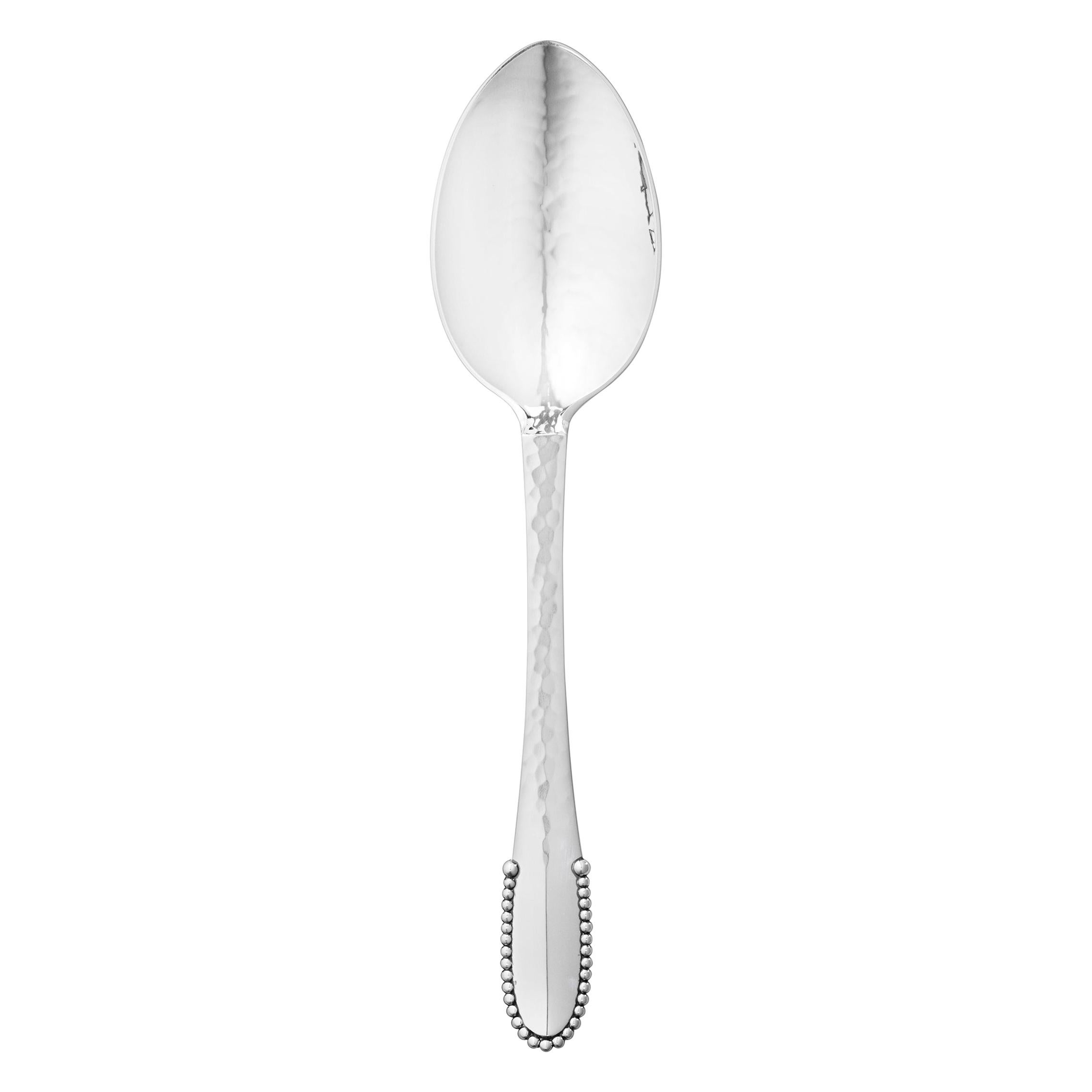 Georg Jensen Handcrafted Sterling Silver Beaded Dinner Spoon For Sale