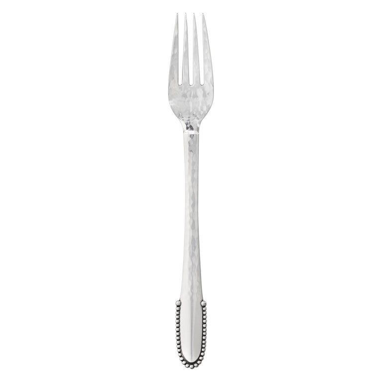 Jensen Handcrafted Sterling Silver Beaded Luncheon Fork For Sale at 1stDibs