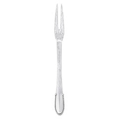 Georg Jensen Handcrafted Sterling Silver Beaded Meat Fork with 2 Tines