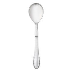 Georg Jensen Handcrafted Sterling Silver Beaded Salad Spoon with Steel
