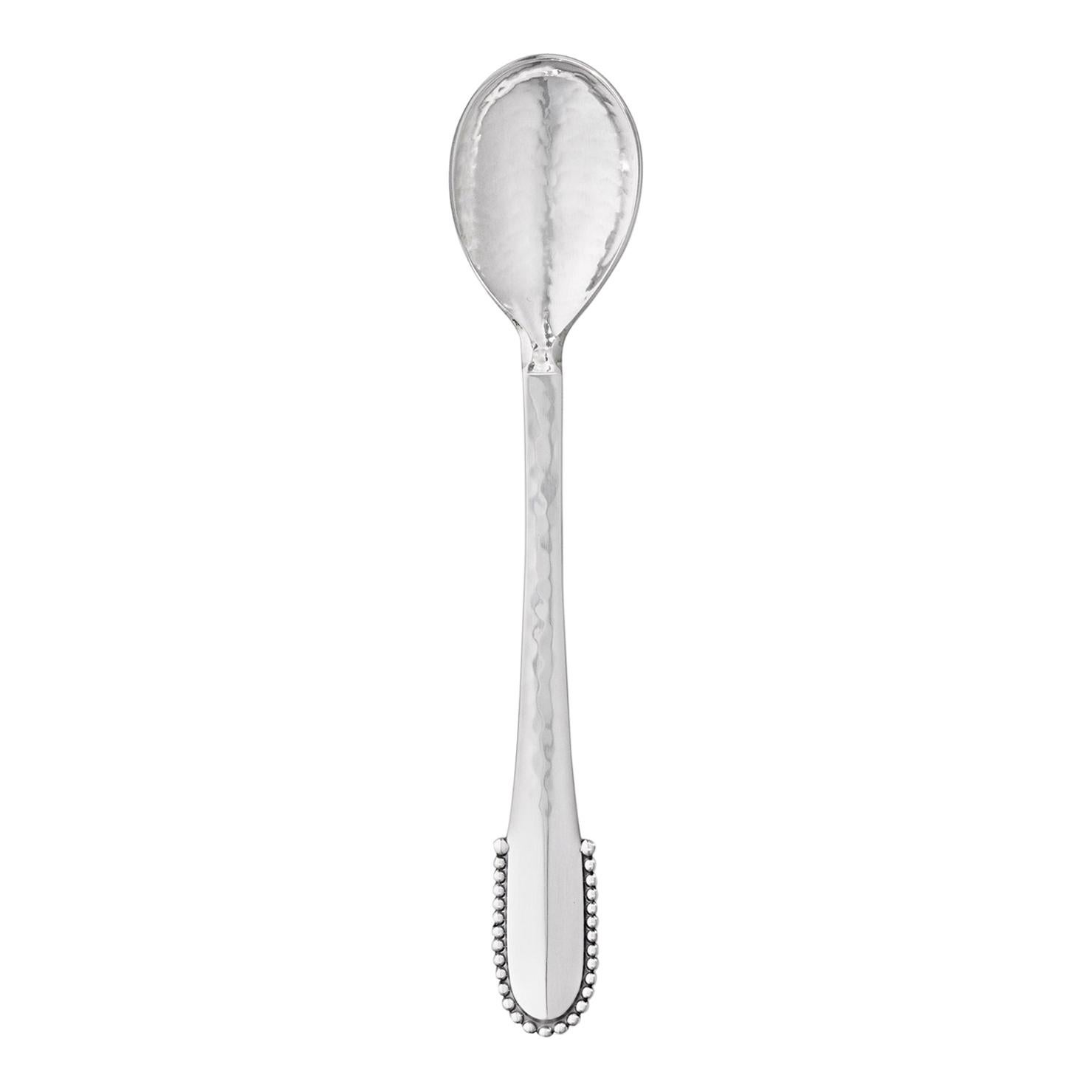 Georg Jensen Handcrafted Sterling Silver Beaded Small Teaspoon For Sale