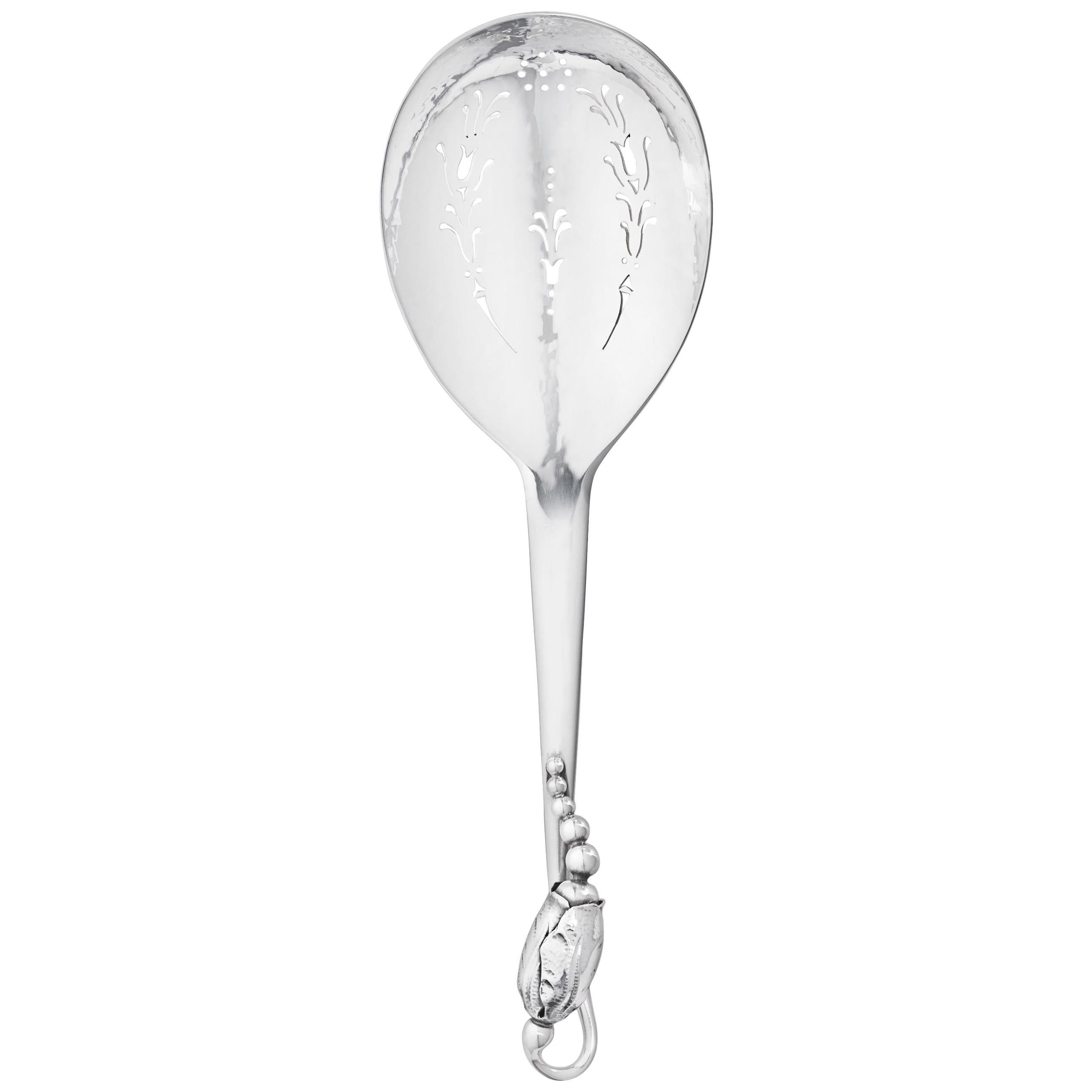 Jensen Sterling Silver "Blossom" Tea Strainer No. 84 For Sale at