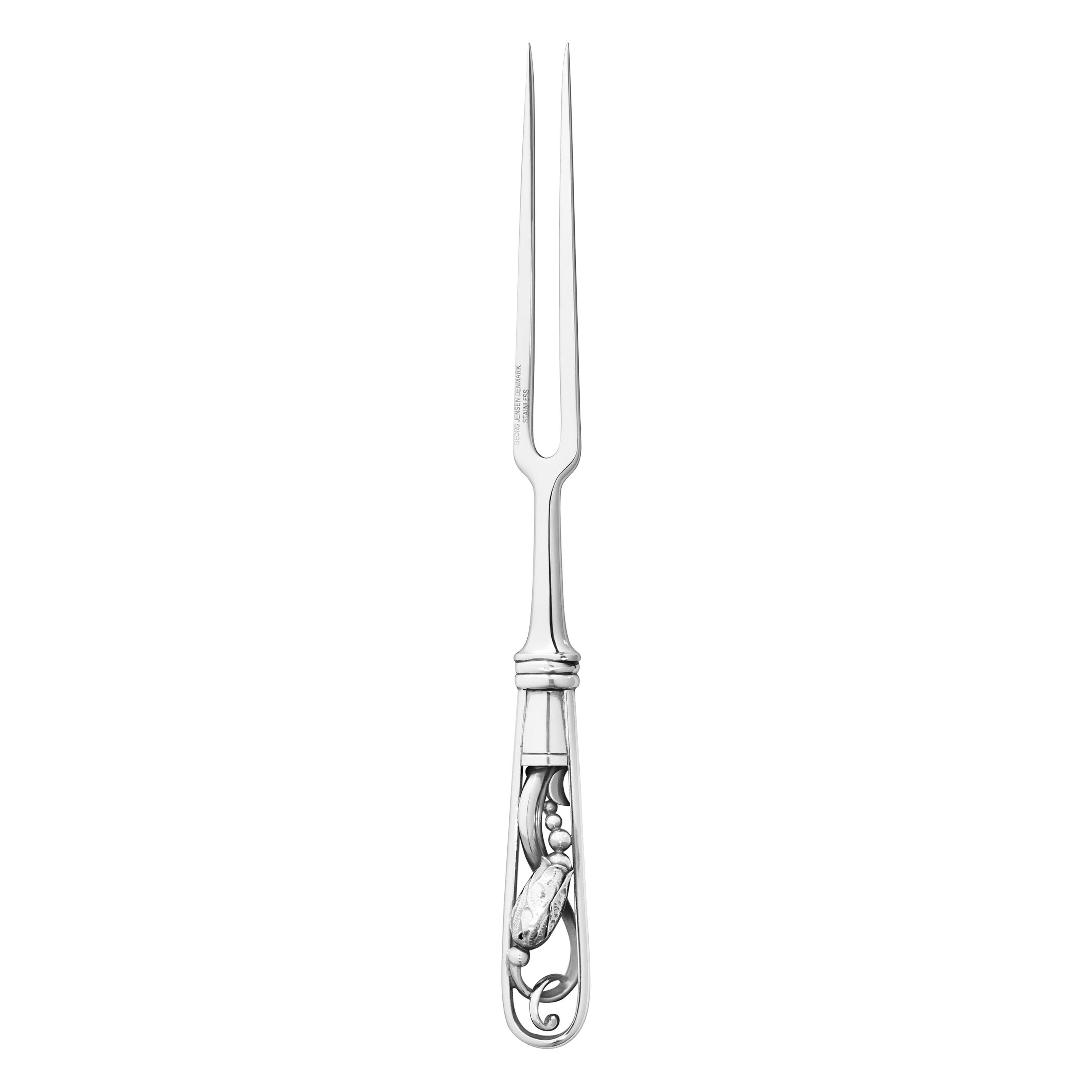 Georg Jensen Handcrafted Sterling Silver Blossom Carving Fork For Sale