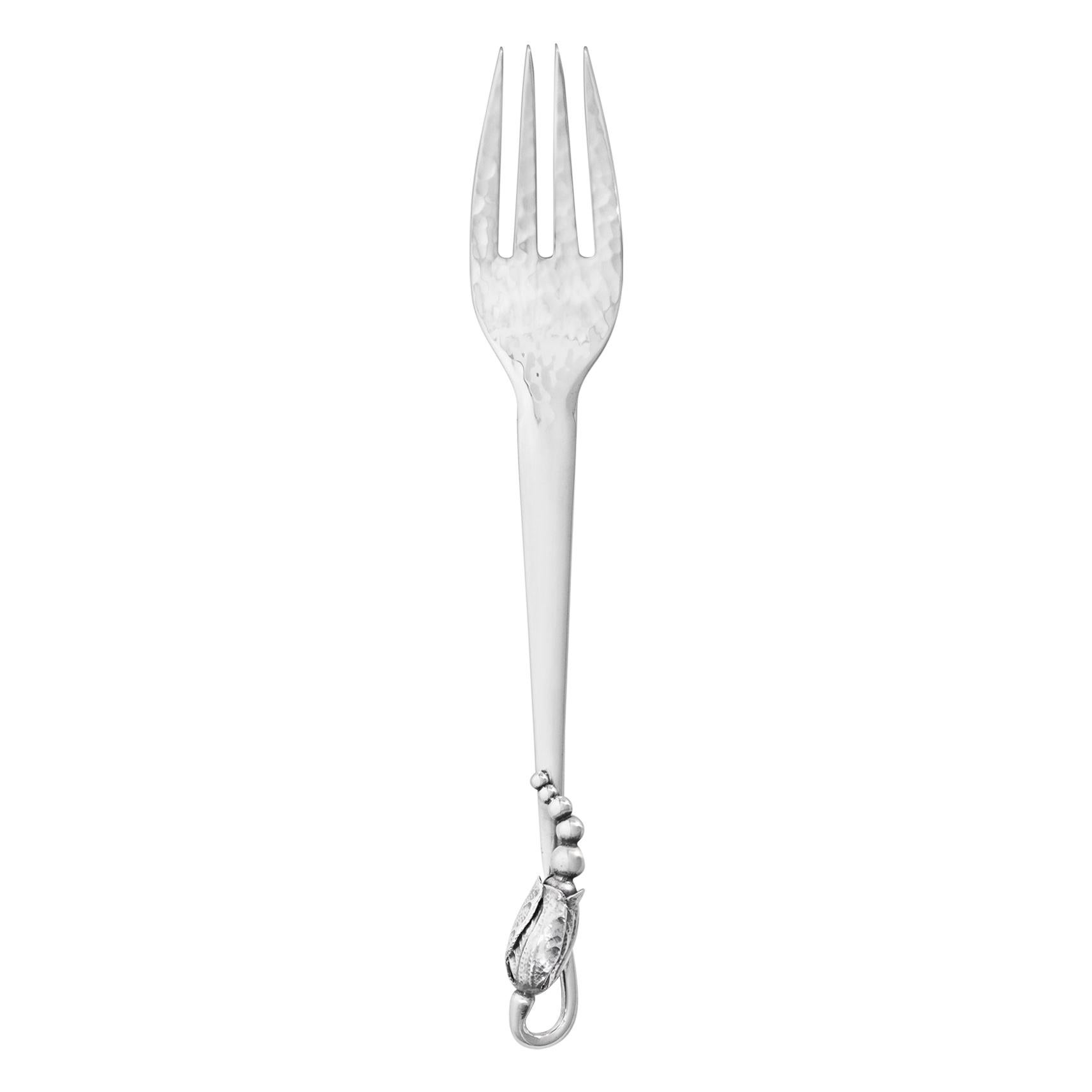 Georg Jensen Handcrafted Sterling Silver Blossom Child's Fork For Sale