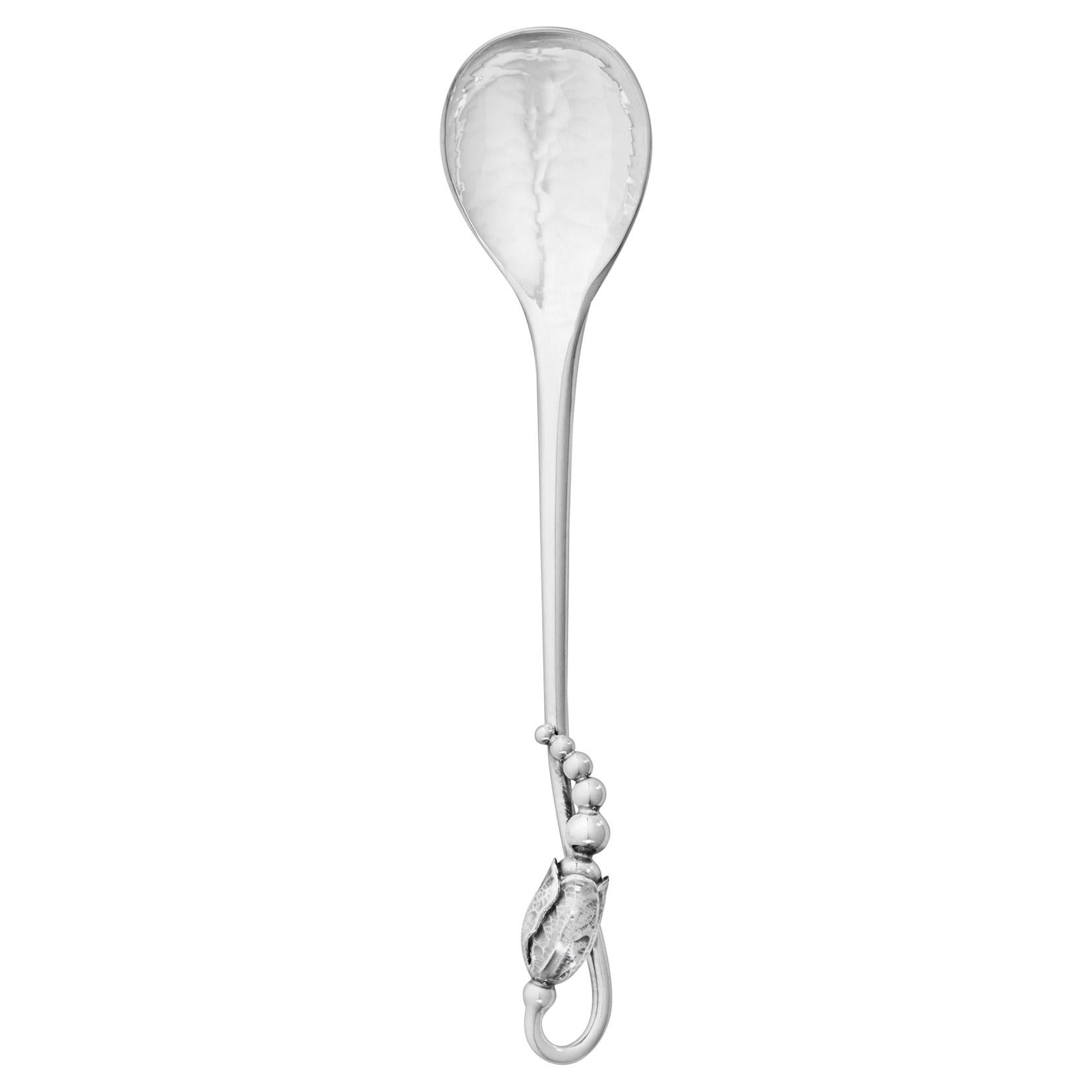 Georg Jensen Handcrafted Sterling Silver Blossom Coffee Spoon For Sale