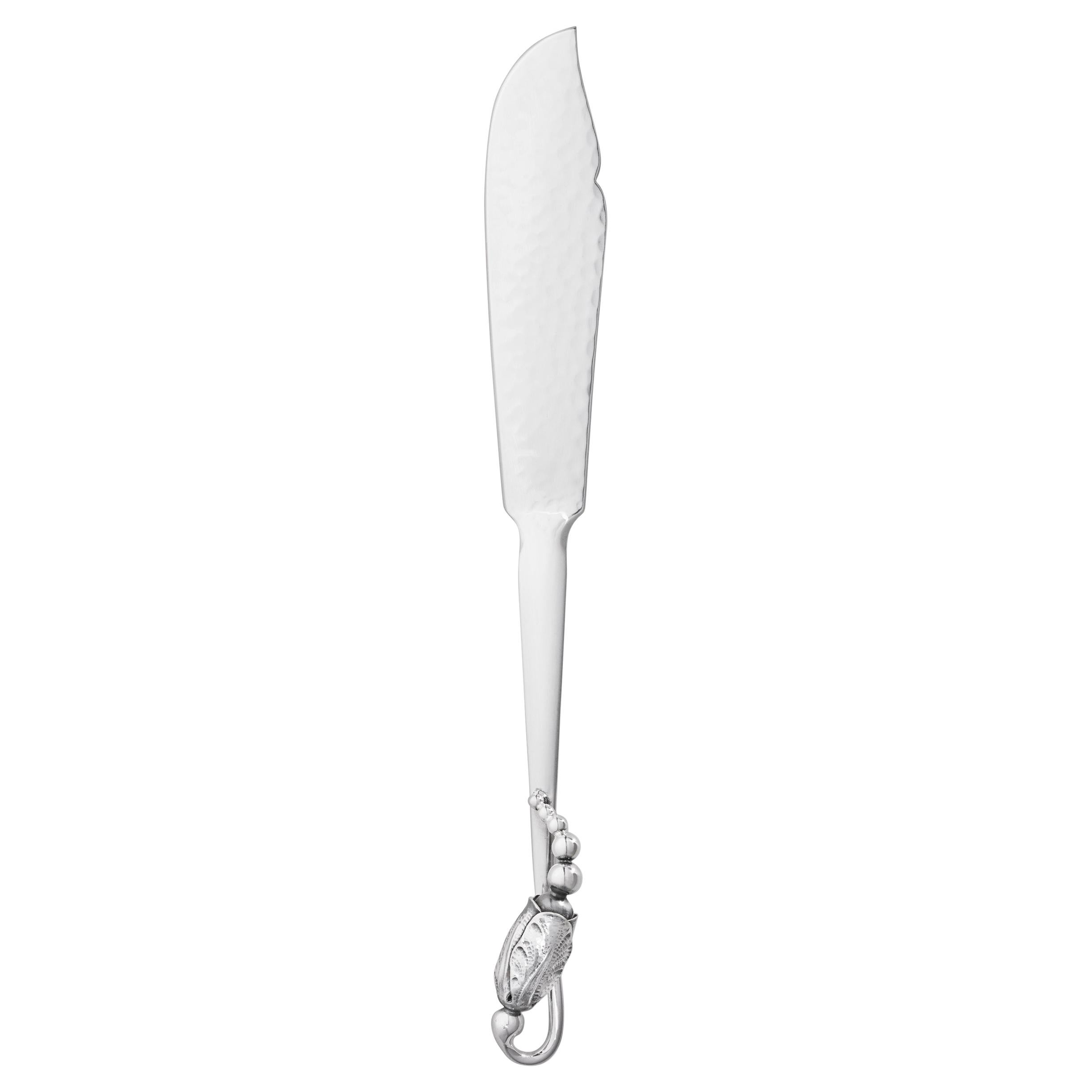 Handgefertigtes Fischmesser aus Sterlingsilber in Blütenform von Georg Jensen