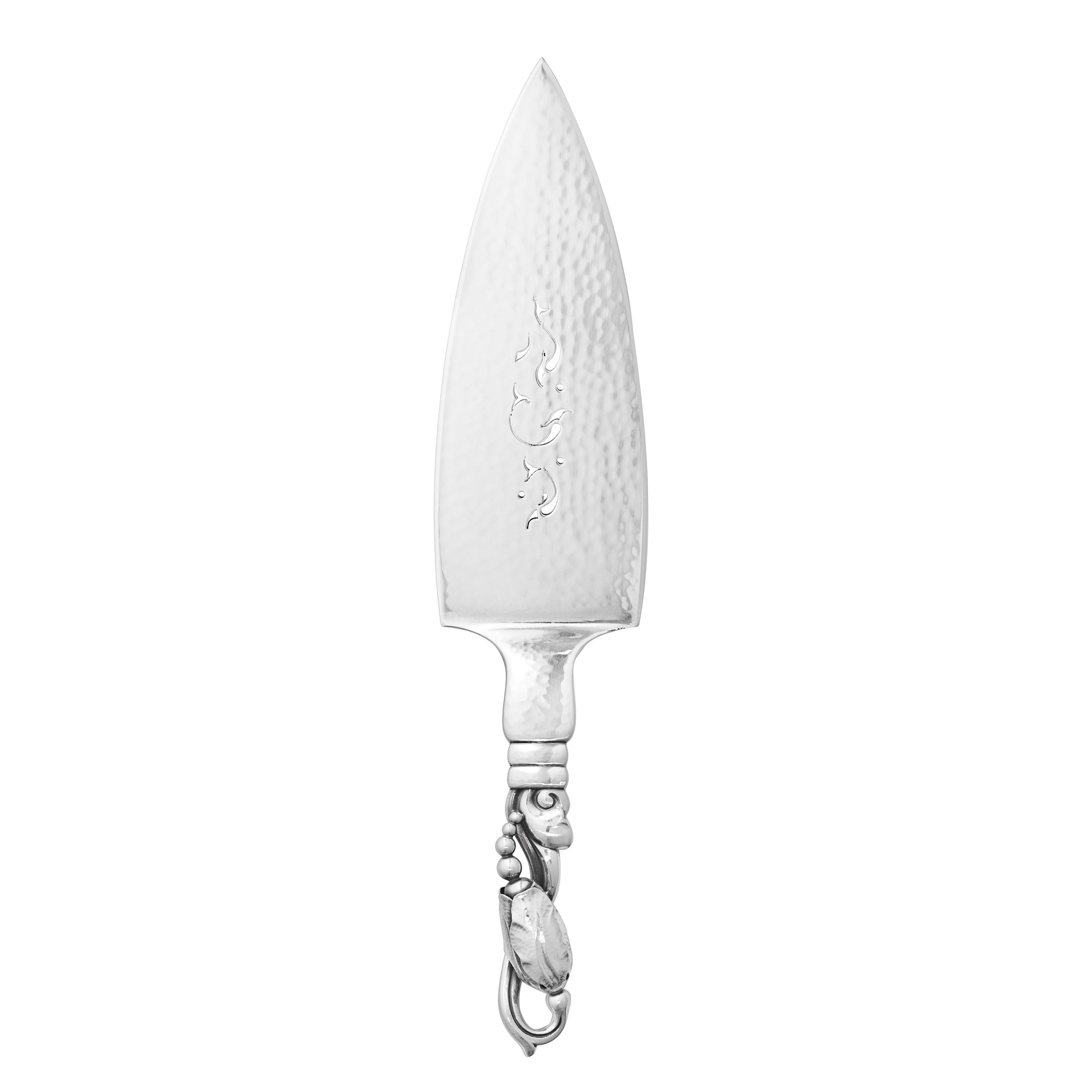 Georg Jensen Handcrafted Sterling Silver Blossom Fish Serving Spoon For Sale