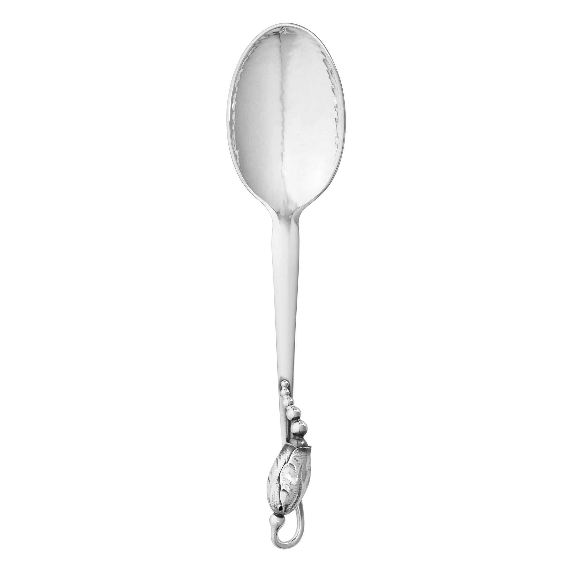 Georg Jensen Handcrafted Sterling Silver Blossom Large Dinner Spoon For Sale