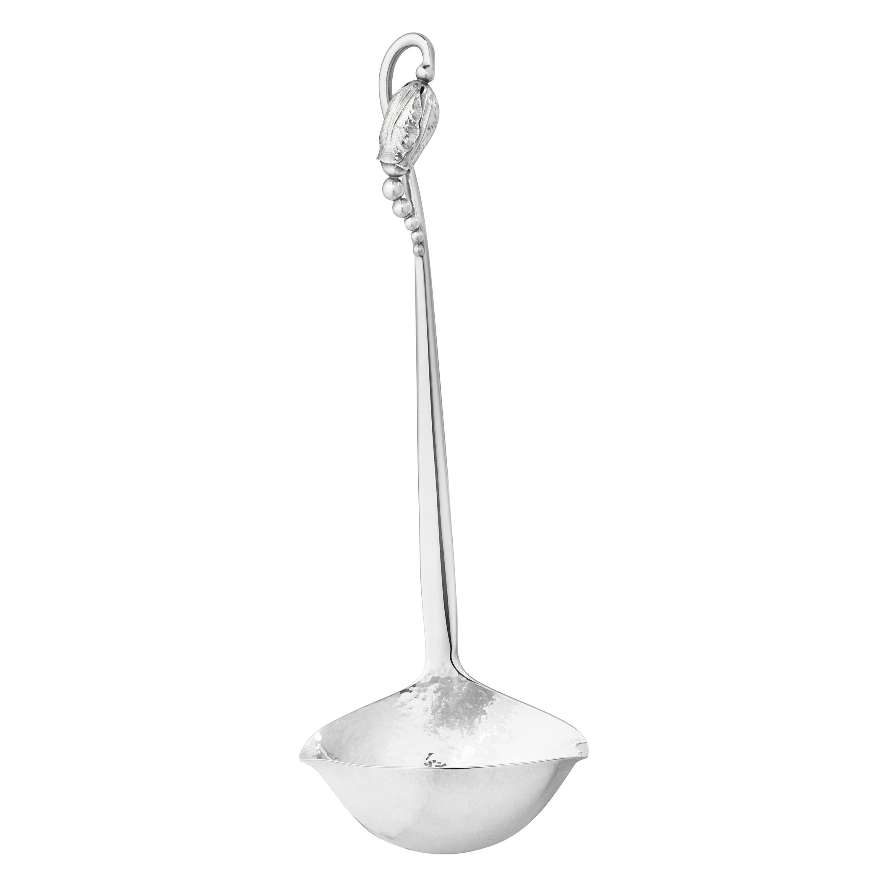 Georg Jensen Handcrafted Sterling Silver Blossom Large Soup Ladle For Sale