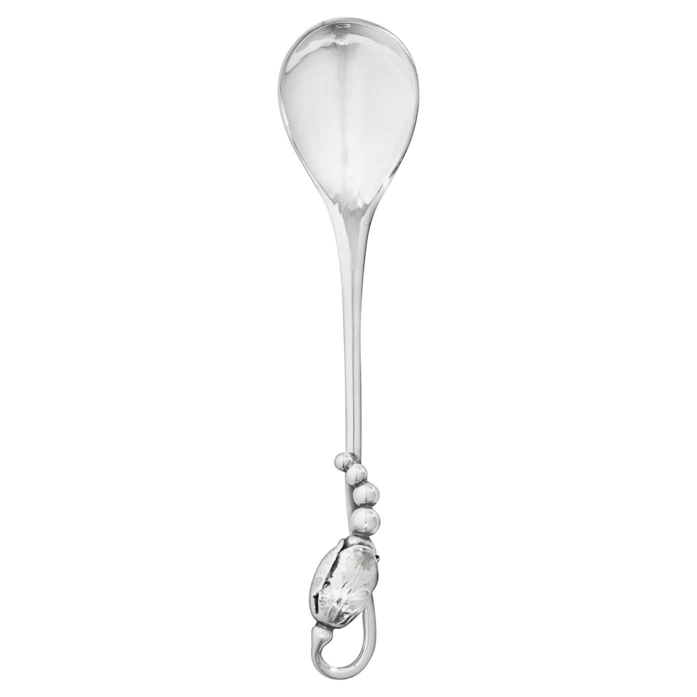 Georg Jensen Handcrafted Sterling Silver Blossom Mocha Spoon For Sale